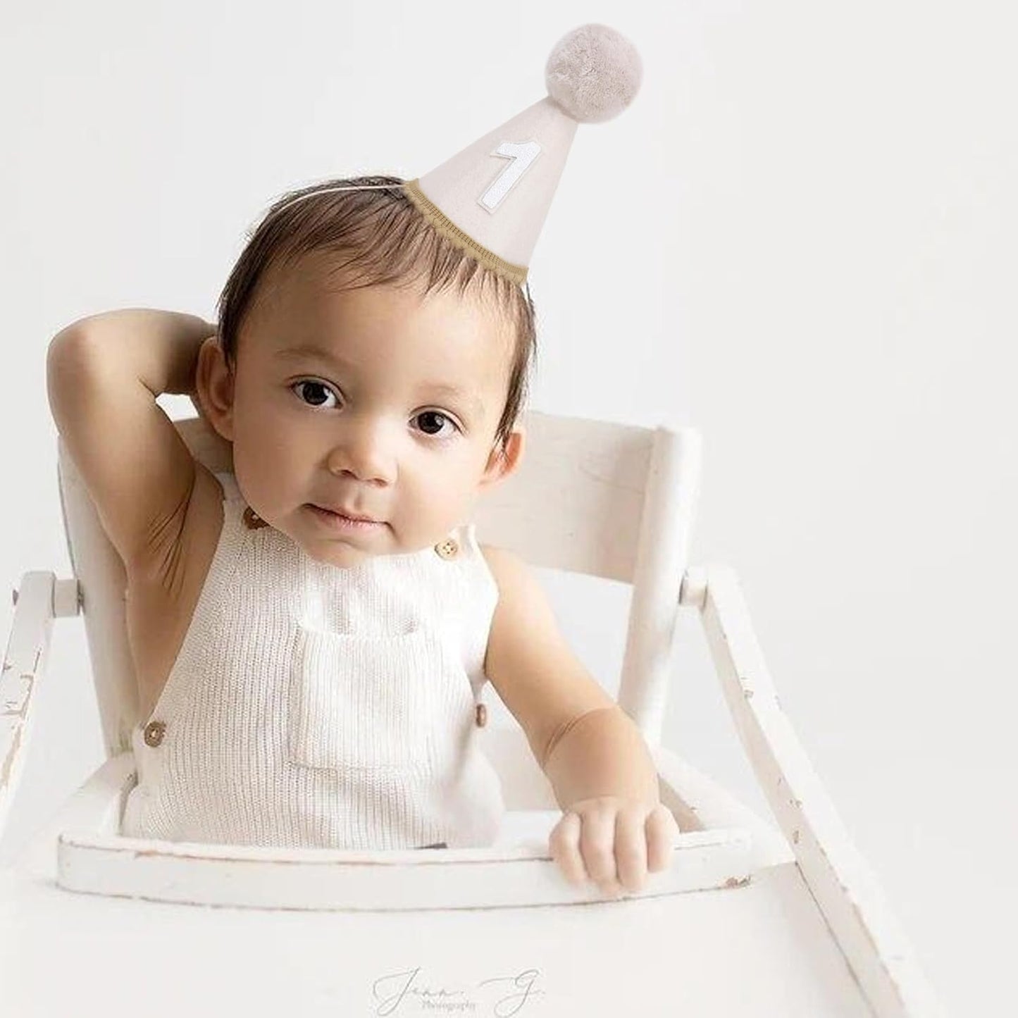 MAMUXI Natural Boho Birthday Hat - 1st Birthday Hat,Natural Boho First/1st Birthday Decorations,Cake Smash Photo Prop