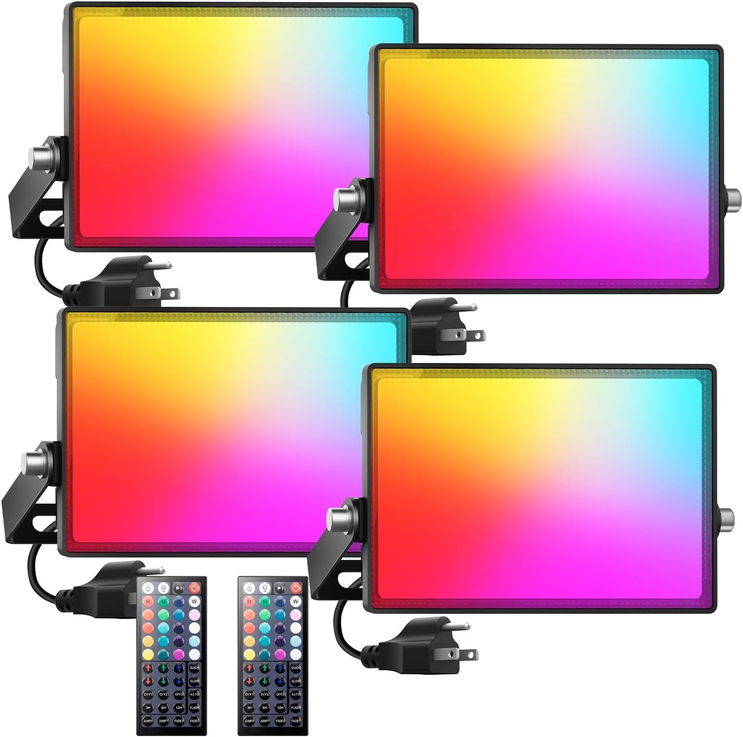 Onforu LED Flood Light Outdoor 1000W Equivalent, 150W Color Changing RGBW Floodlight with Remote, Stage Lights Uplights for Events, IP66 Uplighting Spotlight Floor Strobe Light for Christmas 4 Pack