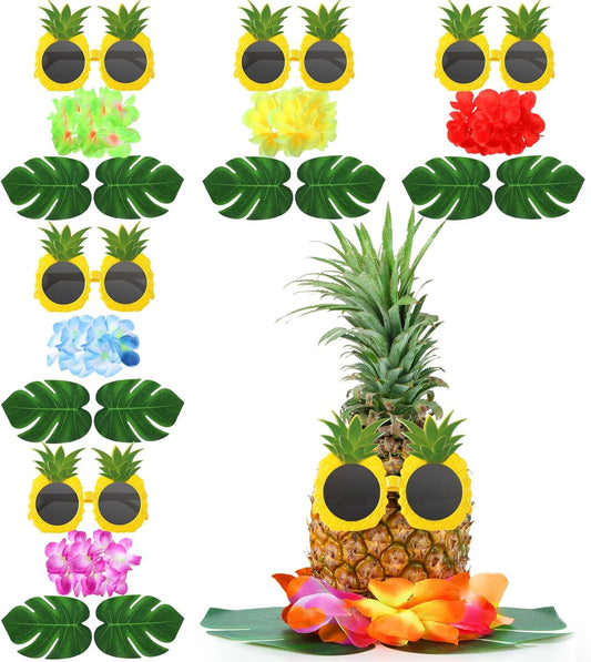 6 Sets Hawaiian Table Centerpieces Pineapple Luau Party Table Decorations Tropical Decor for Beach Summer Party