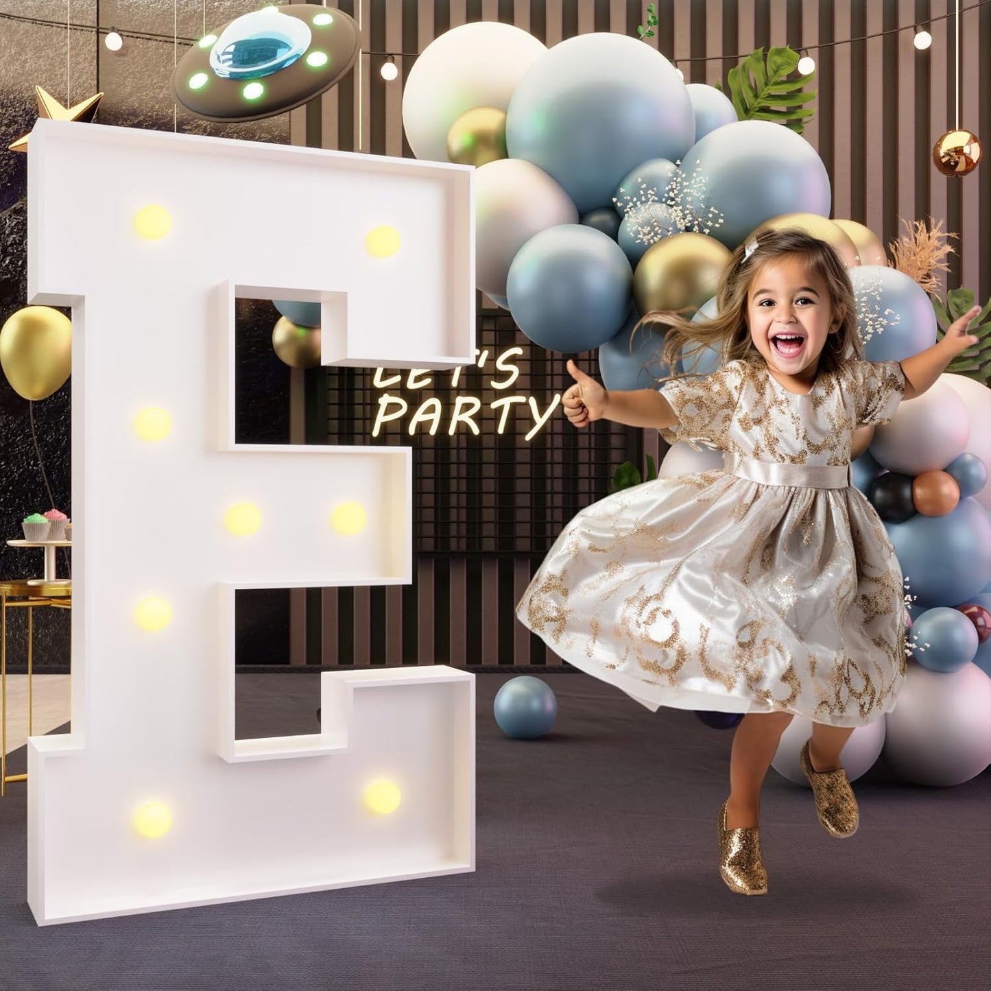 imprsv Marquee Light Up Letters, 3FT Marquee Letters for Birthday Baby Shower Wedding Decorations Light Up Letters for Engagement Party Decor, Large Marquee Letters for Party Decorations, Letter E