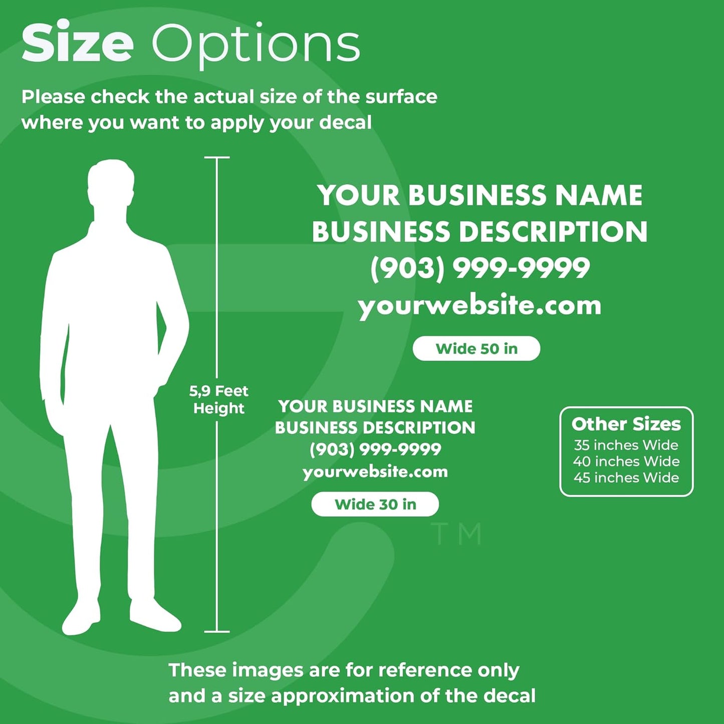 EGD Custom Business Car Decal for Windows or Vans | Personalized Vinyl Stickers with Name, Contact & Website | Waterproof Lettering | 5 Sizes, 25 Colors, 9 Fonts