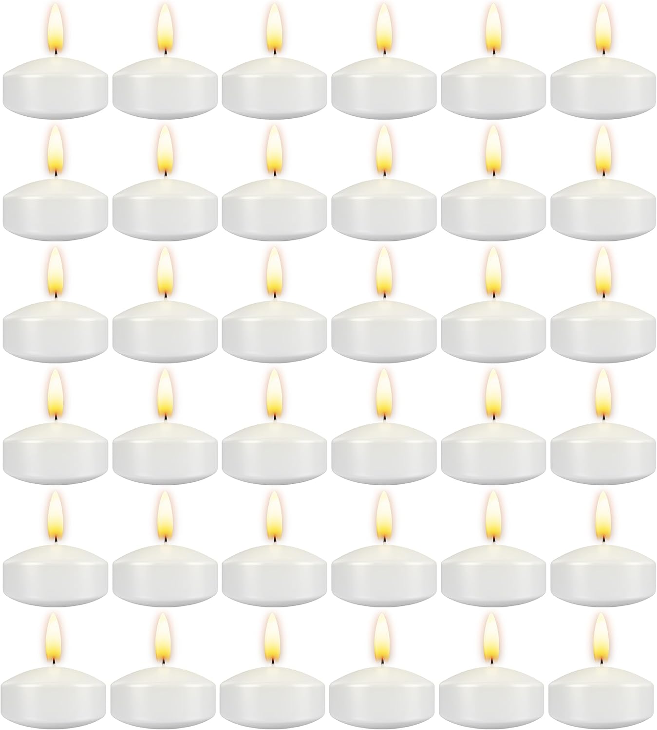 Aignis 36pcs Floating Discs Wax Candles, Burning Time 4+ Hours, 2 Inch Unscented Dripless, White Set for Wedding/Birthday/Celebration/Party/Holiday/Home Décor