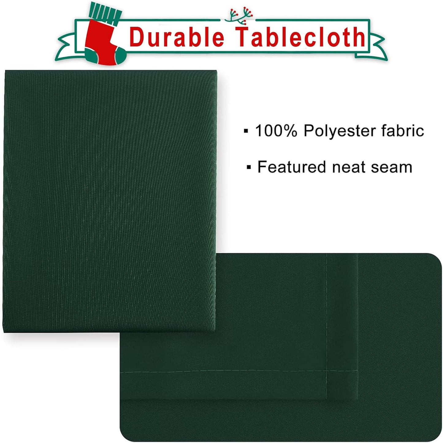 Hiasan Hunter Green Tablecloth for Rectangle Tables - Waterproof and Spillproof Washable Fabric Table Cloth for Dining Room Kitchen Party, 60 x 102 Inch