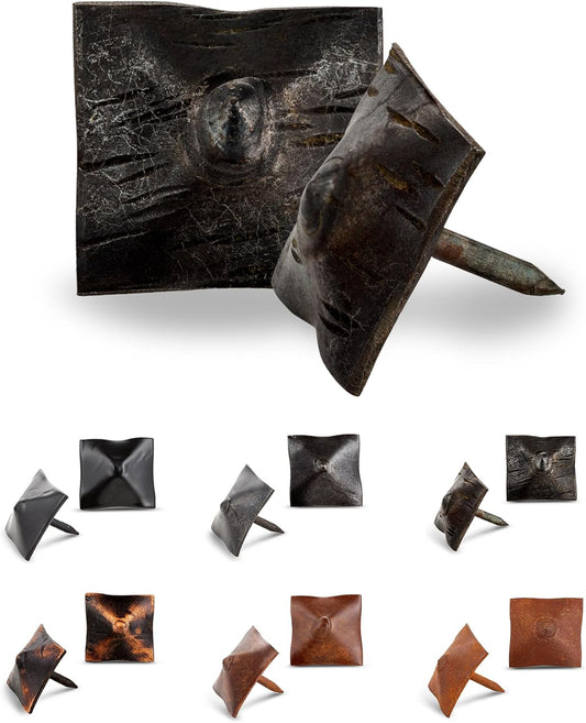 25 Pack 1" Square Head Iron Clavos Decorative Nails – Unfinished – Handmade Rustic Square Fasteners for Farmhouse Shutters, Faux Wood, Barn Doors, Shutters, and Gates – Ornamental Wood Accent