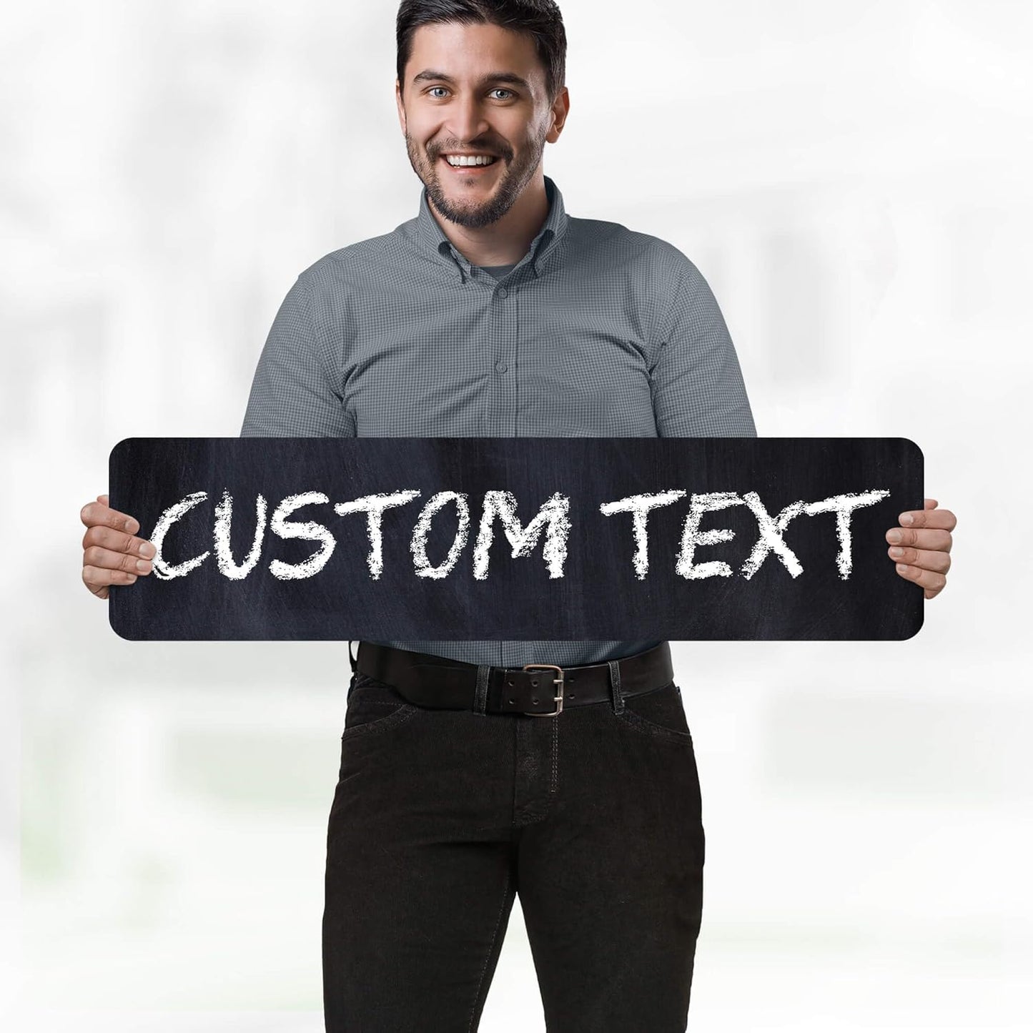 Custom Sign, Custom Street Sign, 11 Font Colors, 13 Font Styles, 4 Hole Options, 22 Sizes, 8x32 Inches, Rust Free DiBound, Fade Resistant, Made in USA by My Sign Center (Chalkboard Black)