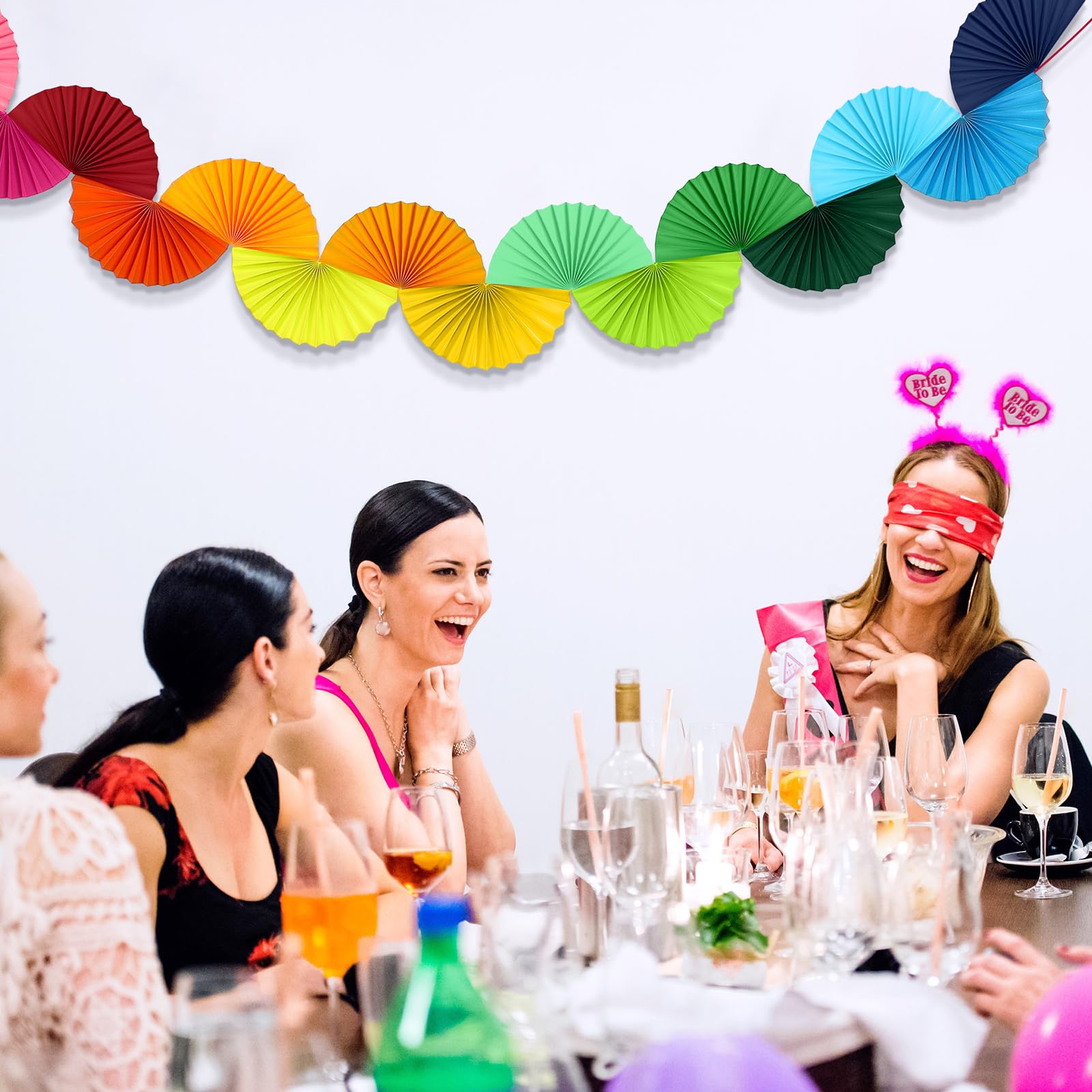 Weekgrat 3 Pack Rainbow Paper Fan Garland 15.6ft Hanging Decor