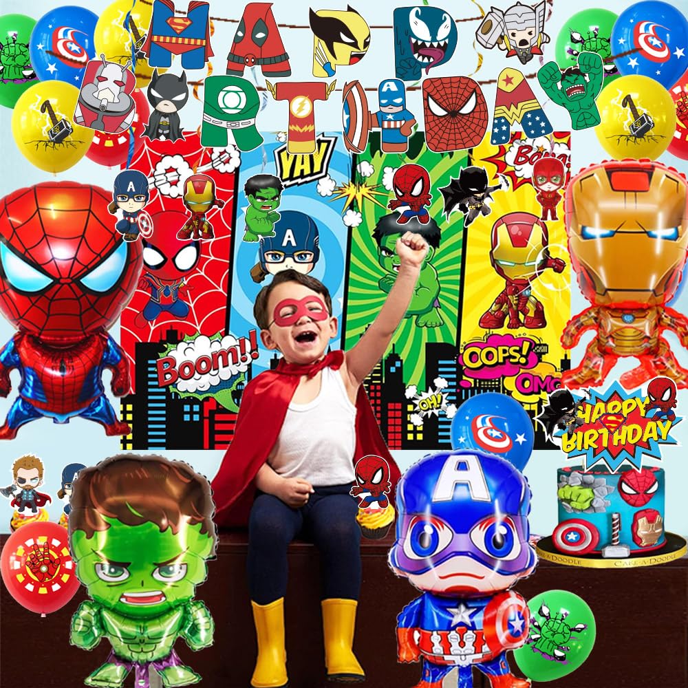 Avenger Theme Birthday Party Supplies Decorations, Including Birthday Banner, Tablecloth, Backdrop