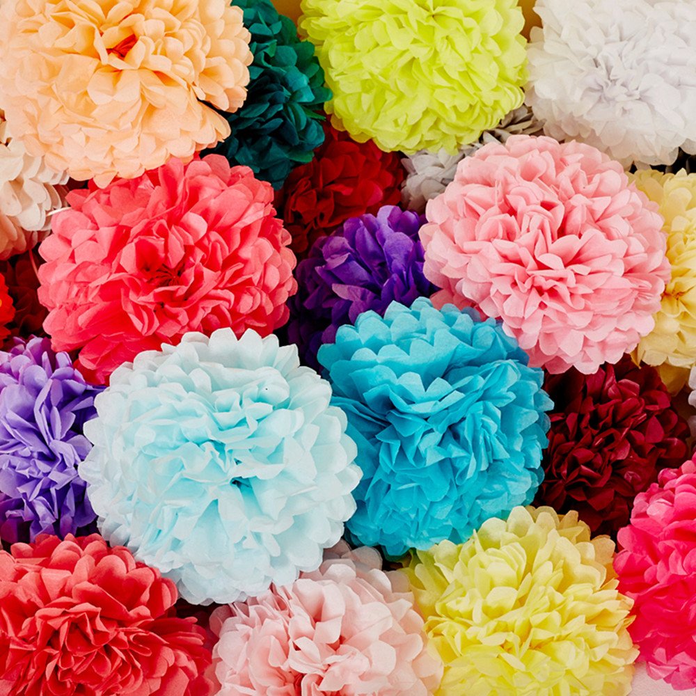 Gavoyeat Paper Pom Poms Color Tissue Flowers Birthday Celebration Wedding Party Halloween Christmas
