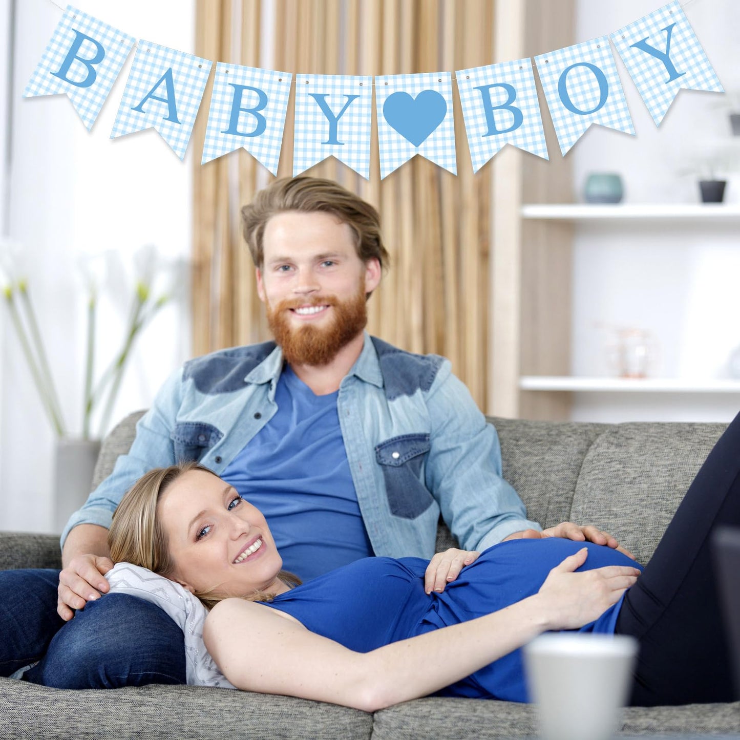 Hahafelt Baby Boy Banner for Baby Shower Decorations, Blue