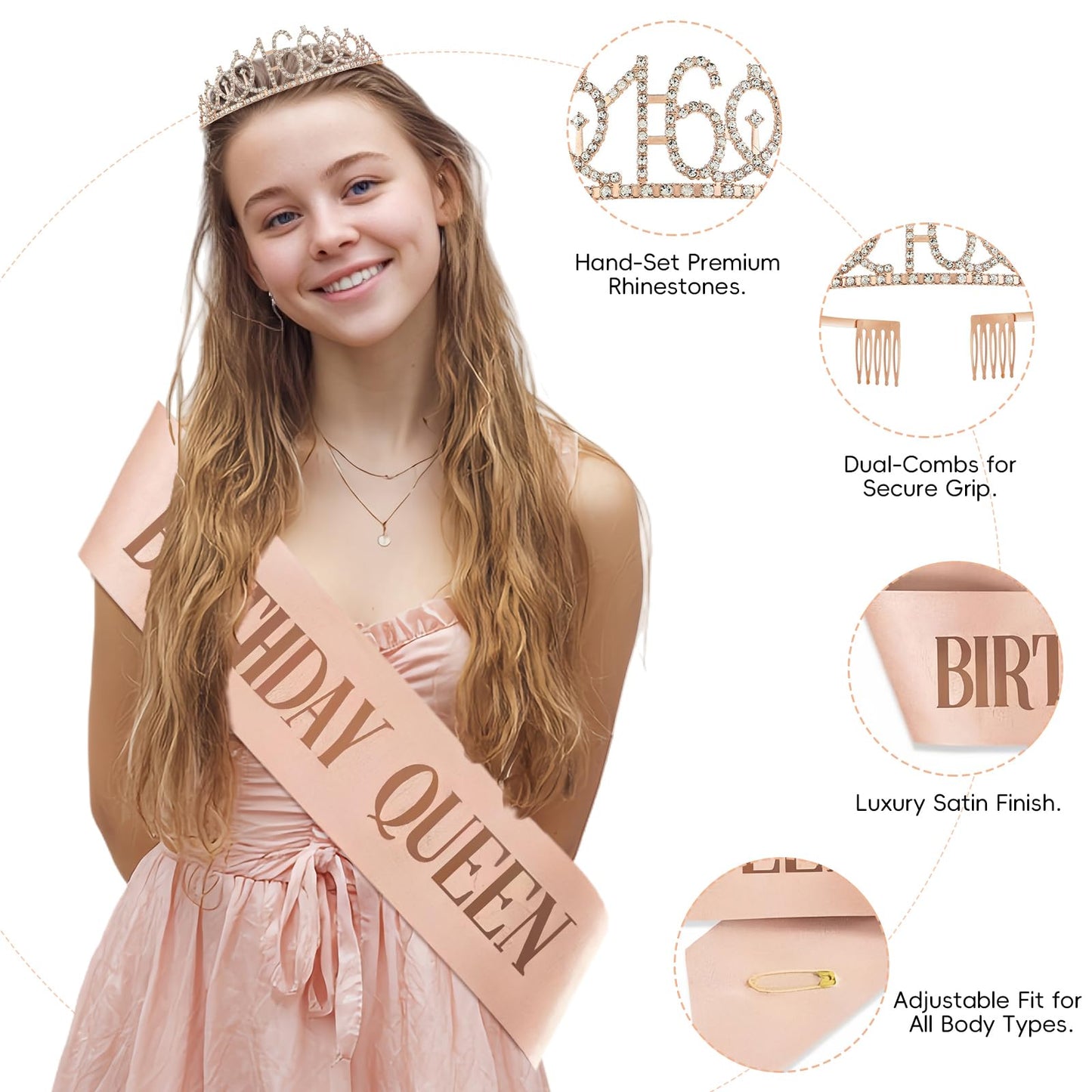 Sweet 16 Party Decorations for Girls, Black Rose Gold 16th Birthday Decorations Set with Back in