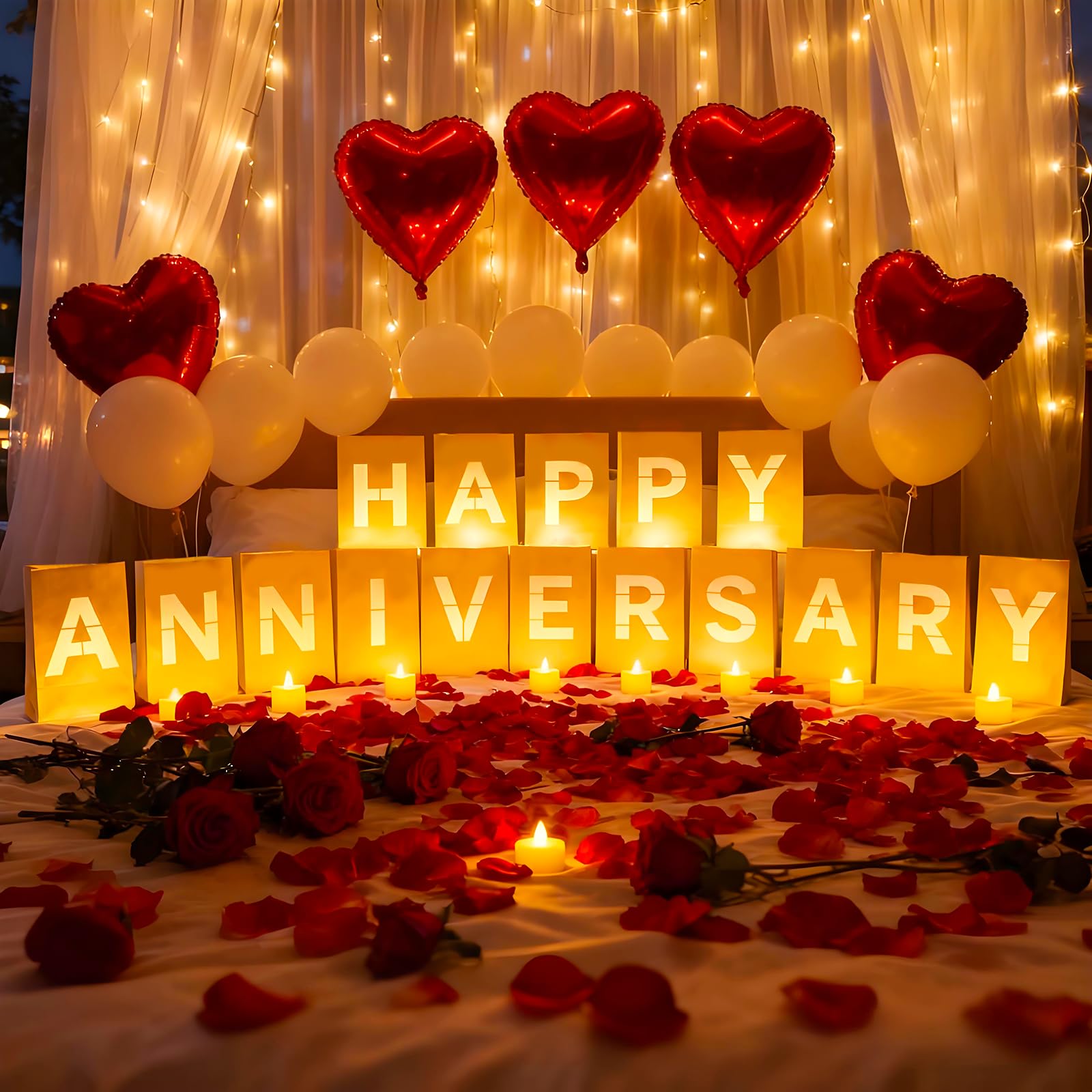 Peledic Happy Anniversary Light Up Letters, Include Light up Letters, with Tea Lights Candles
