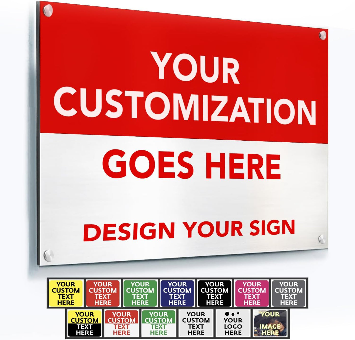 SPEEDYORDERS Custom Outdoor Metal Signs, Personalized Aluminum Signs, Customized Safety Signs, Metal Business Signs, Waterproof Outdoor Business Signs, White Aluminum (Red & White, 42x28 In)
