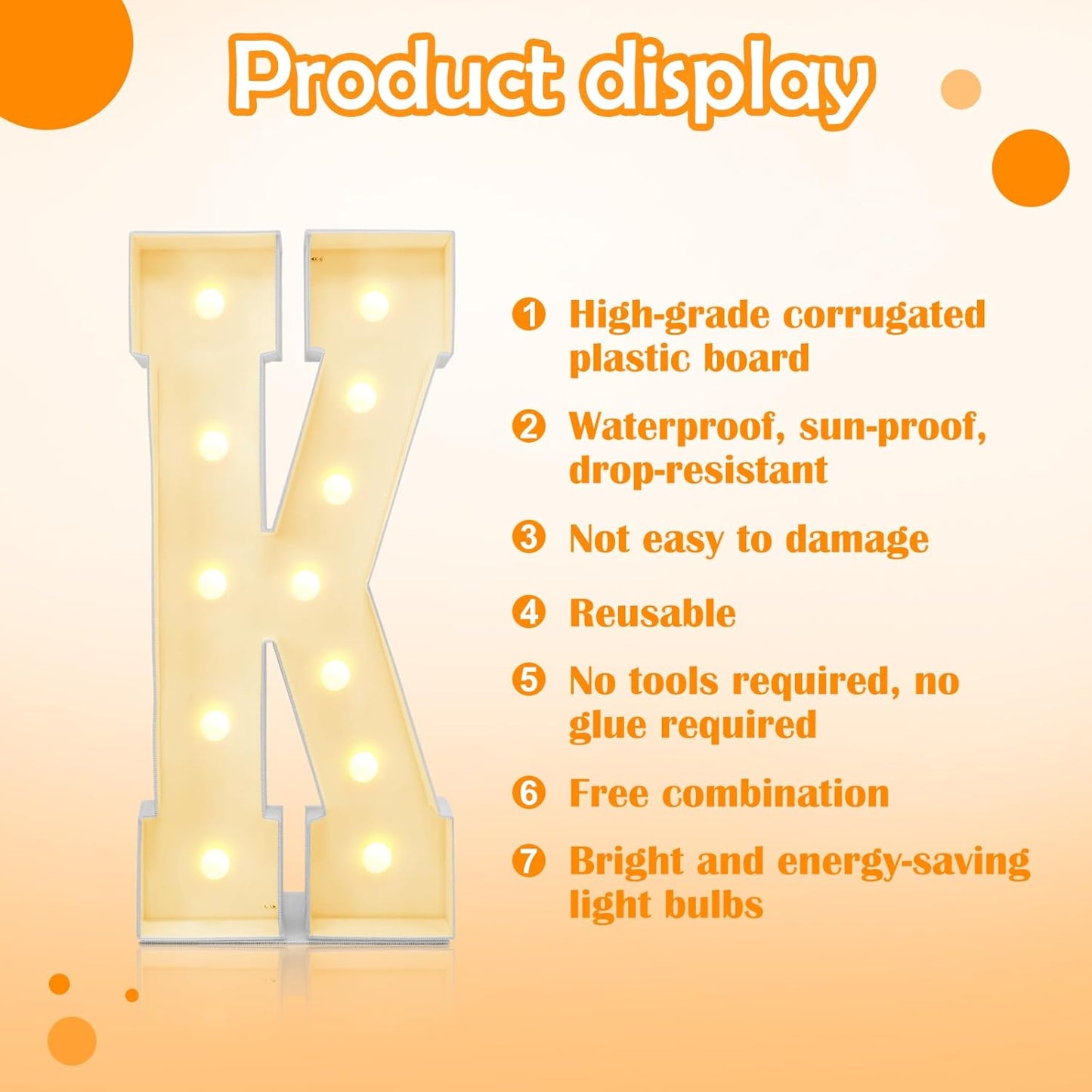 4ft Marquee for Letters K, Large Light up Letters, Multifunctional Large Marquee for Letters 4 Feet Tall for Party Decorations, Letter Balloons, Wedding Decor, Proposal Decorations (Letters K)