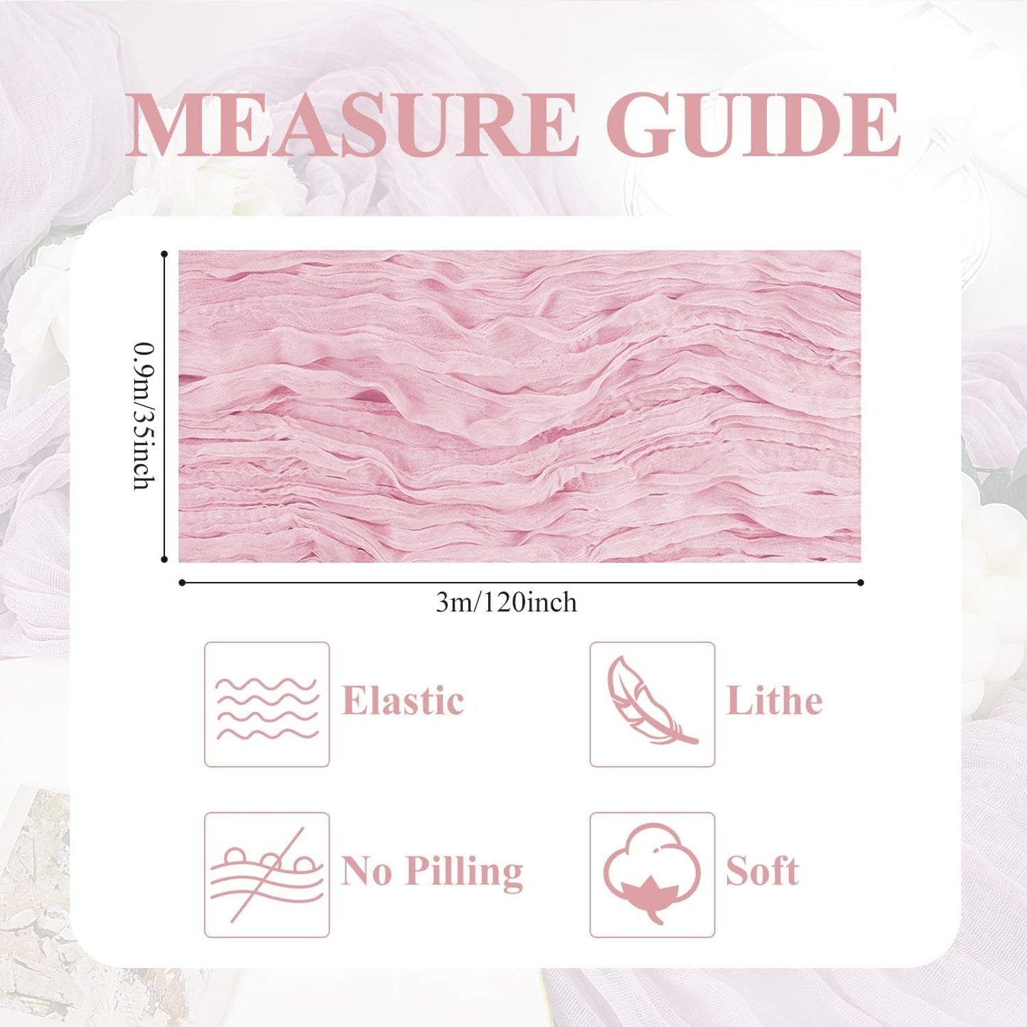 Asee'm Cheesecloth Table Runner 120 Inches Blushing Pink Boho Gauze Cheese Cloth Runner 10FT Rustic Sheer Fall Table Runners for Thanksgiving Wedding Baby Shower Holiday Party Decoration