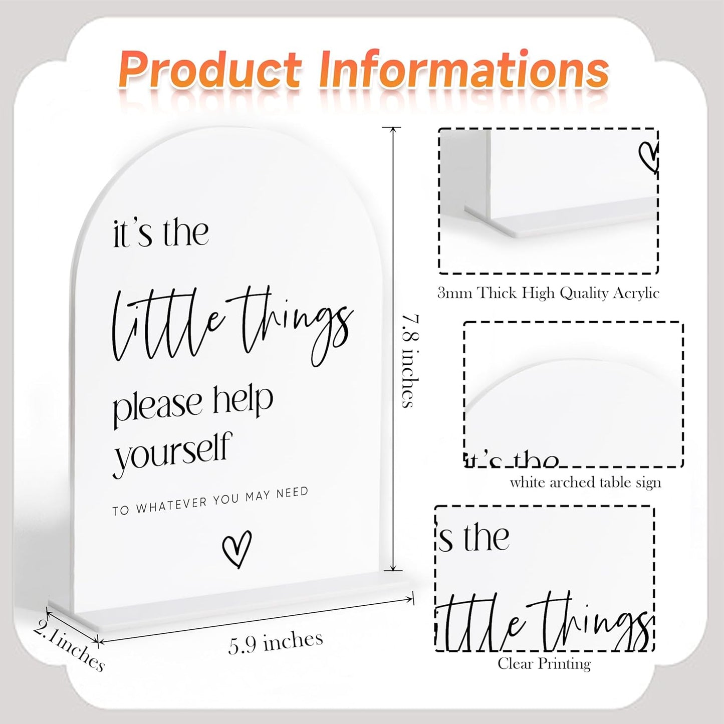 Wedding Bathroom Favors Sign, White Arch Acrylic Sign, Wedding Bathroom Basket Supplies, Bridal Shower Decorations, Engagement Party Decor, Centerpiece Table Decorations Party for Bride and Groom-4