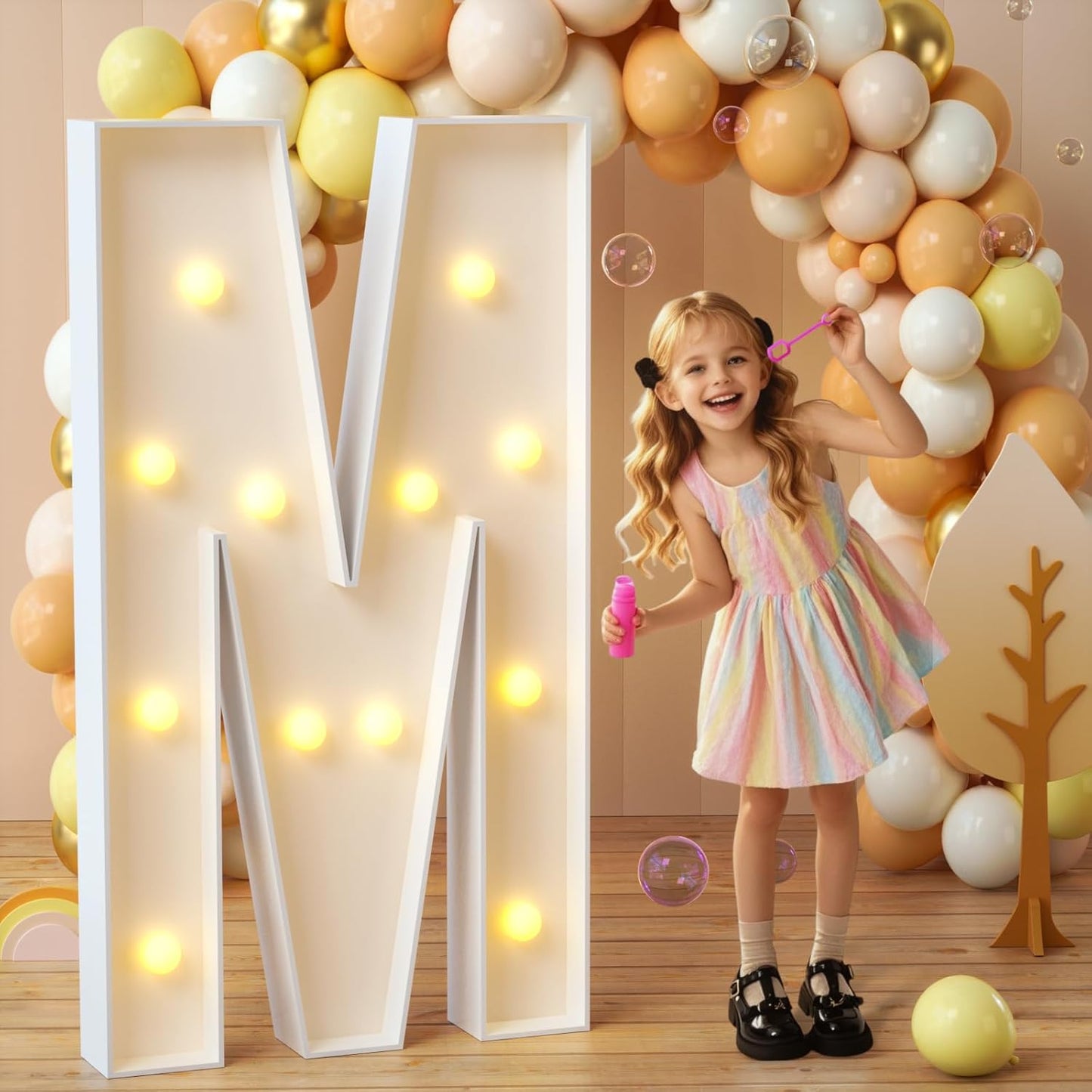 imprsv Marquee Light Up Letters, 4FT Mosaic Letters with Light for Baby Shower Graduation Party Decor, Large M for Engagement Wedding Party Decorations (Need to Assemble)