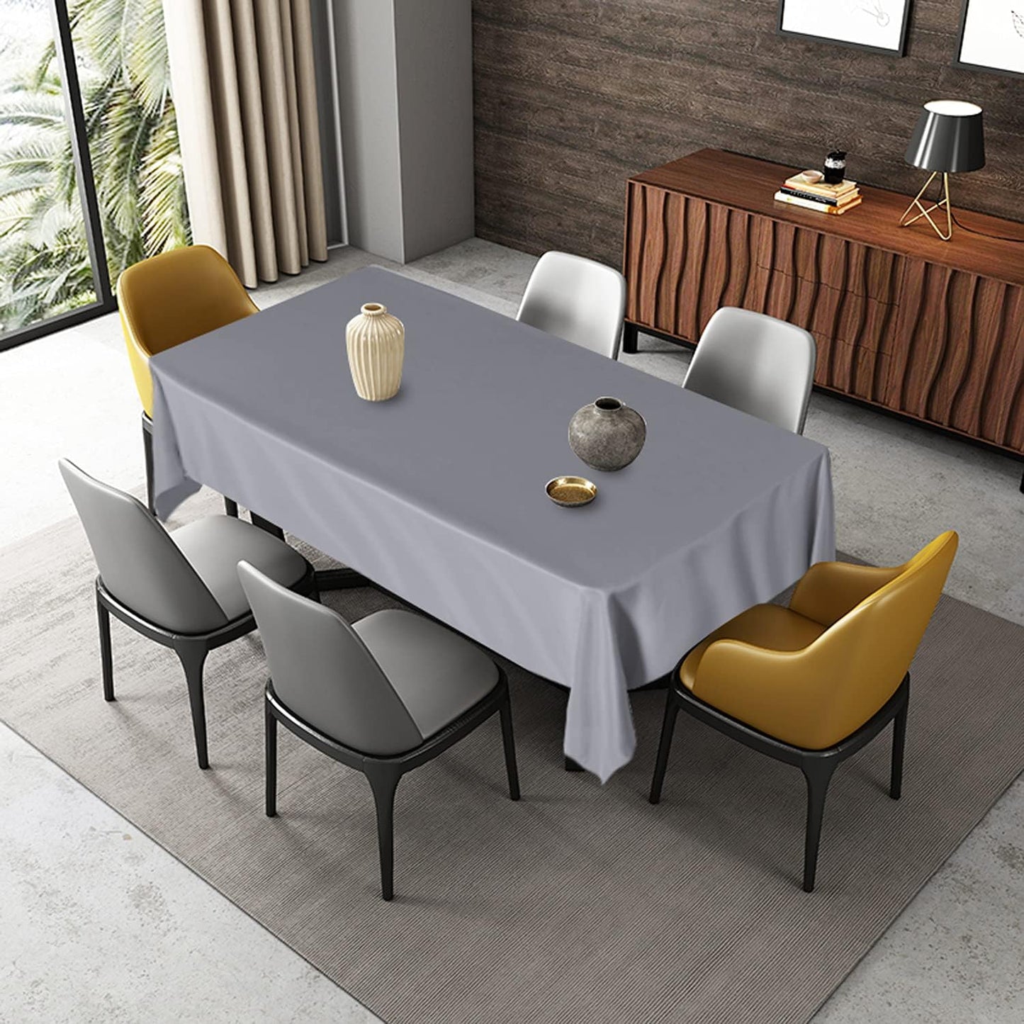 Fitable Rectangle Tablecloth Stain and Wrinkle Resistant Washable Polyester Table Cloth for Buffet Parties and Camping (54x108 inch, Light Grey)