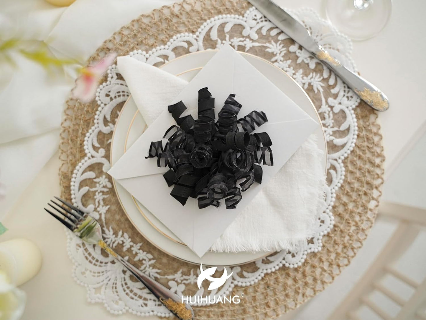 HUIHUANG Black Bows for Gift Wrapping Curly Gift Bow 5 inch x 8 Counts Self-Adhesive Ribbon Bows for Presents, Paper Bag, Party Favors, Wrapping Accessories, Holiday Wedding Decoration