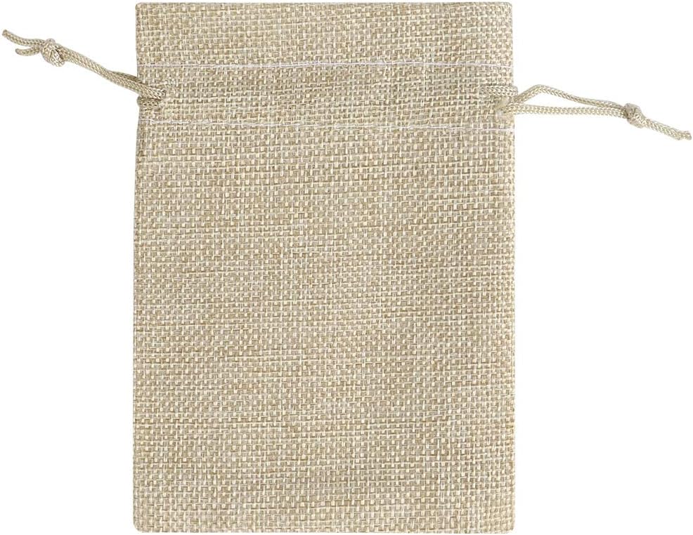Lucky Monet 25/50/100PCS Burlap Gift Bags Wedding Hessian Jute Bags Linen Jewelry Pouches with Drawstring for Birthday, Party, Wedding Favors, Present, Art and DIY Craft (100Pcs, Cream, 7” x 9”)