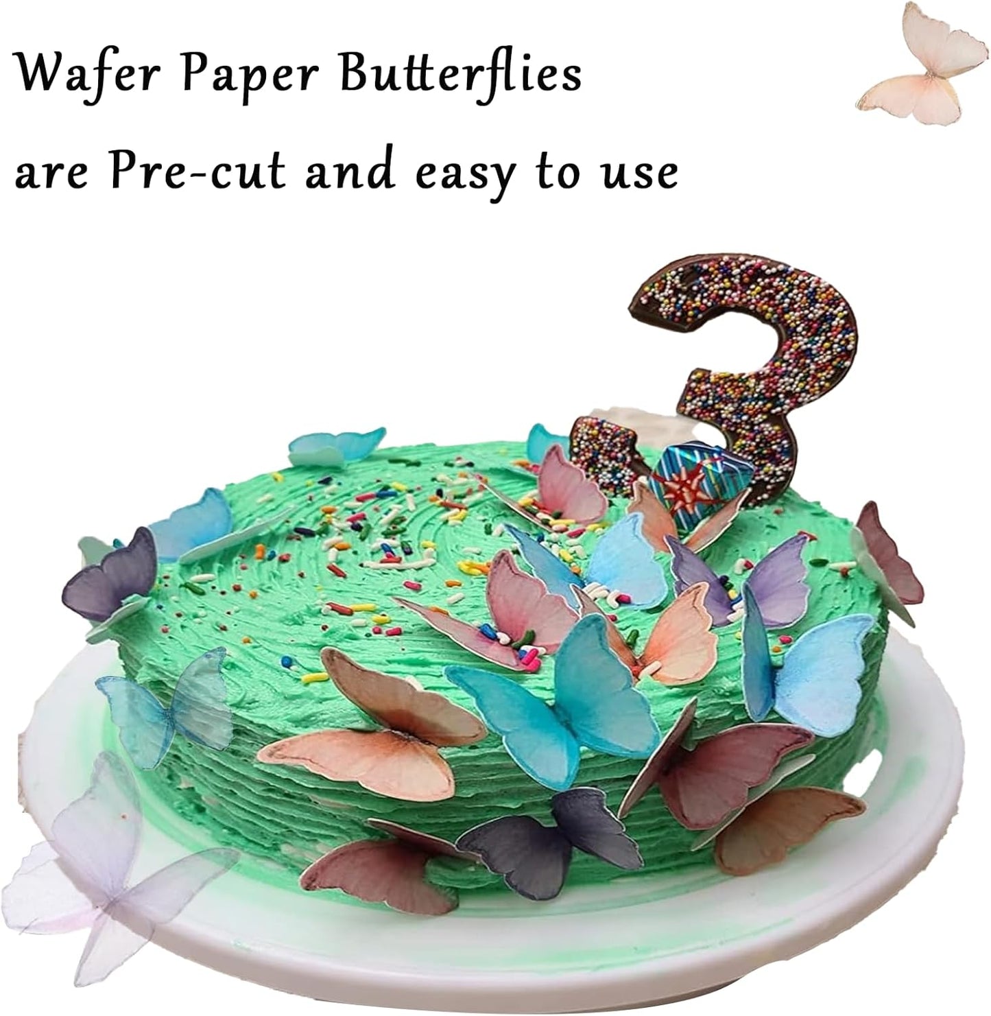 48Pcs Edible Butterflies for Cake Decorating Wafer Paper Butterfly Cupcake Toppers Edible Cake Toppers for Wedding Birthday Party Cupcakes Decorations(Mix Color)
