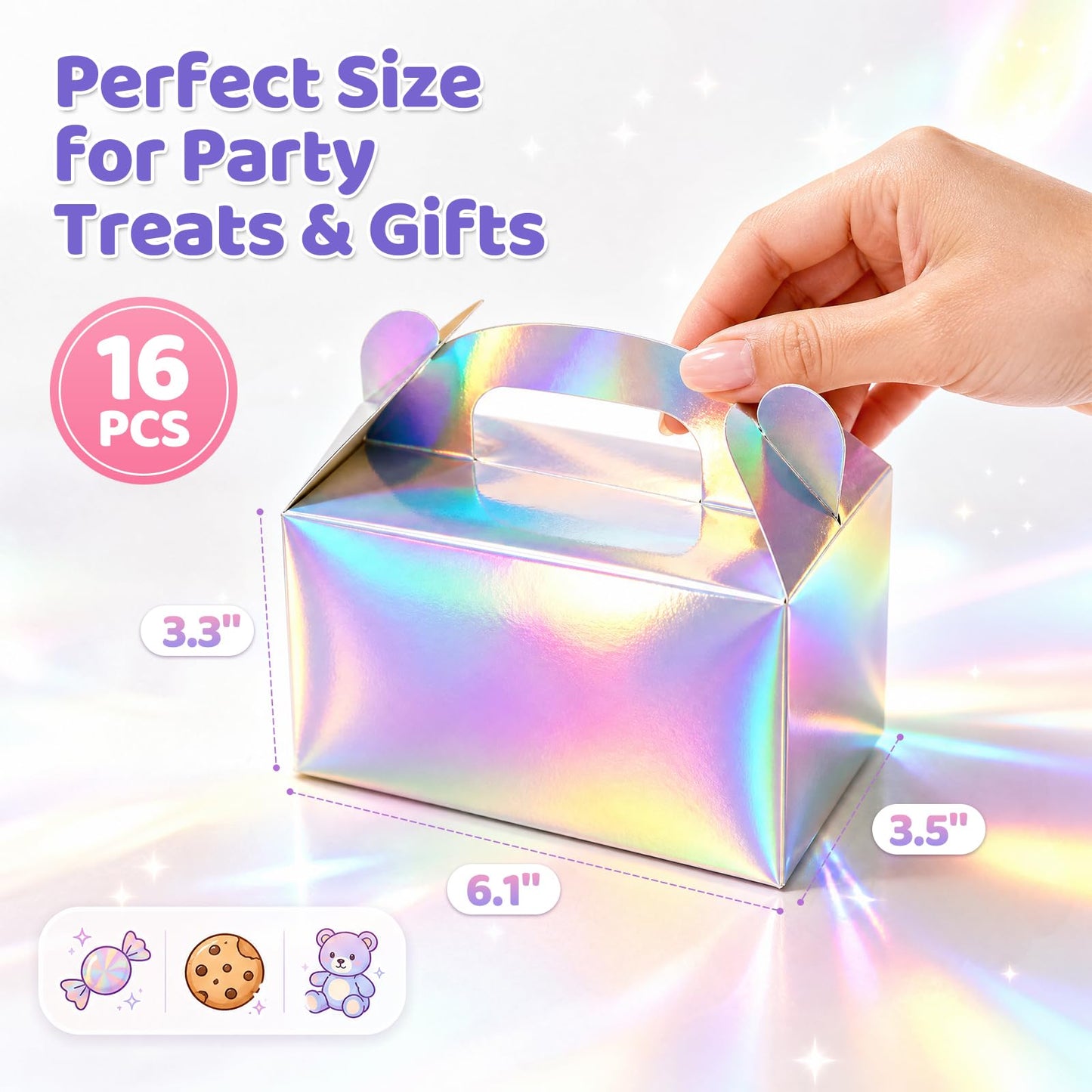 VGOODALL 16PCS Iridescent Gable Favor Boxes, 6.1 X 3.3 X 3.5 inches
