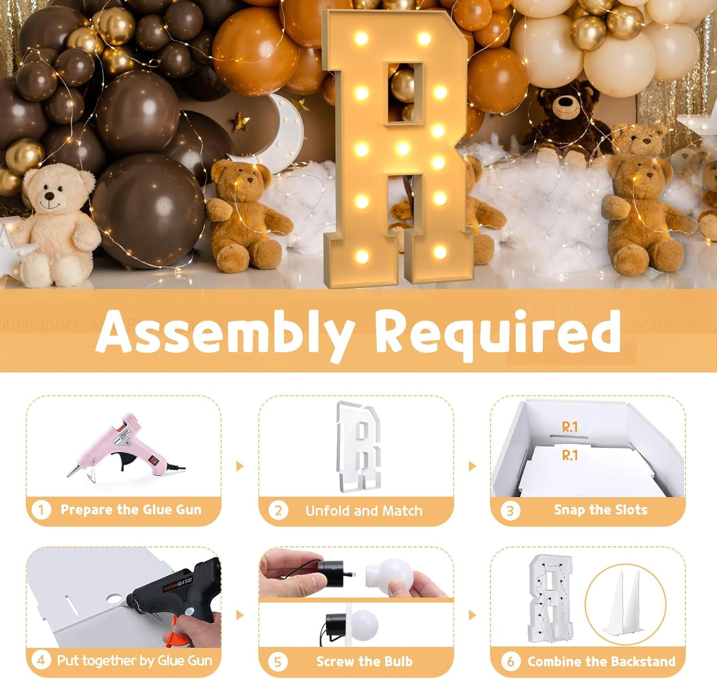 imprsv 4FT Marquee Light Up Letters for Birthday Party Decorations Marquee Letters for Marry Me Wedding Event Bridal Shower Engagement Anniversarty Party Decor,Letter R