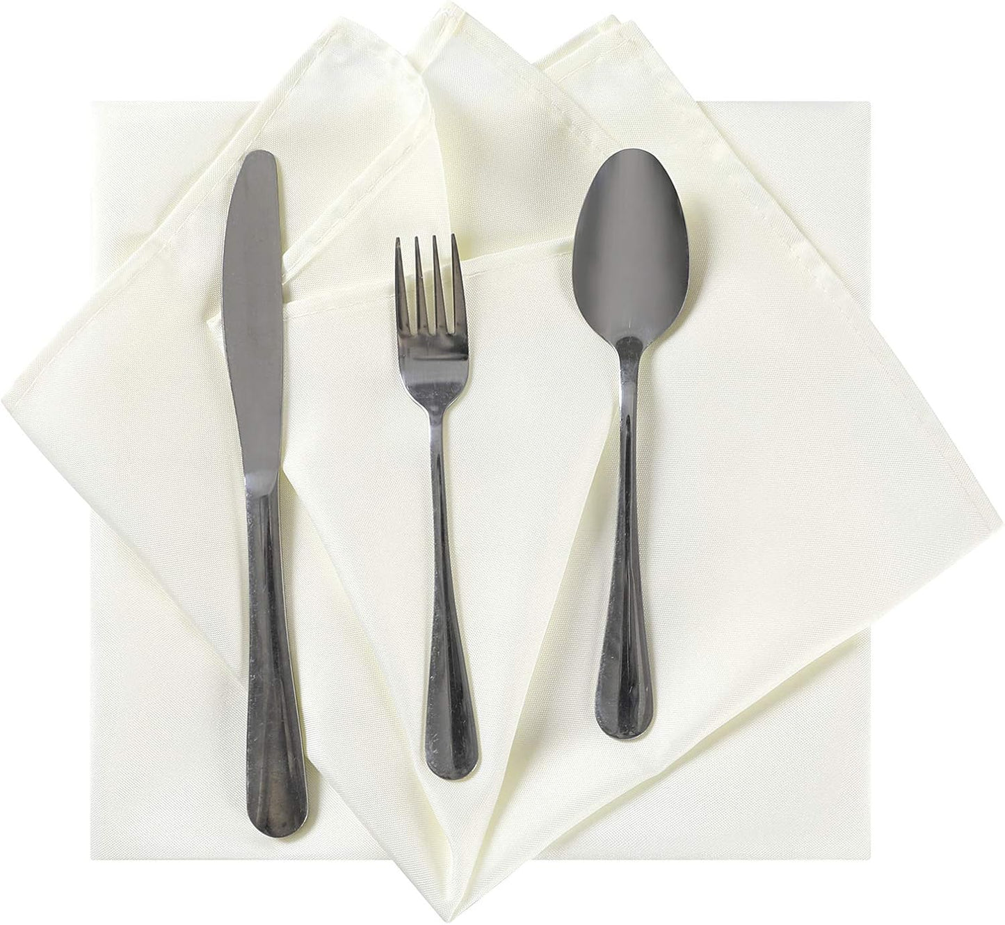 Cloth Napkins 17x17 inch Washable Polyester Dinner Napkins Soft Table Napkins for Wedding Party Dining Banquet(Ivory,12PCS)