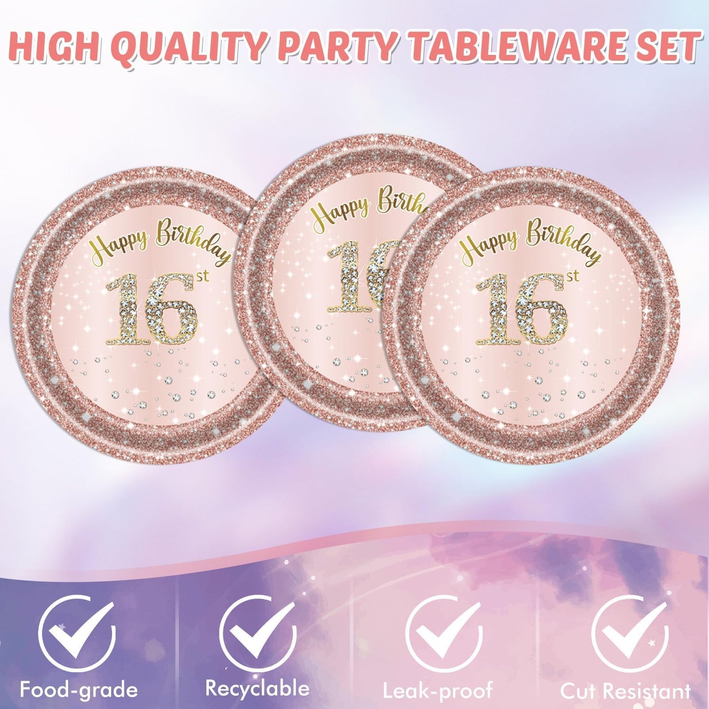 16th Birthday Decorations for Girls Rose Gold Sweet 16 Birthday Party Decoration for Her 16th Happy