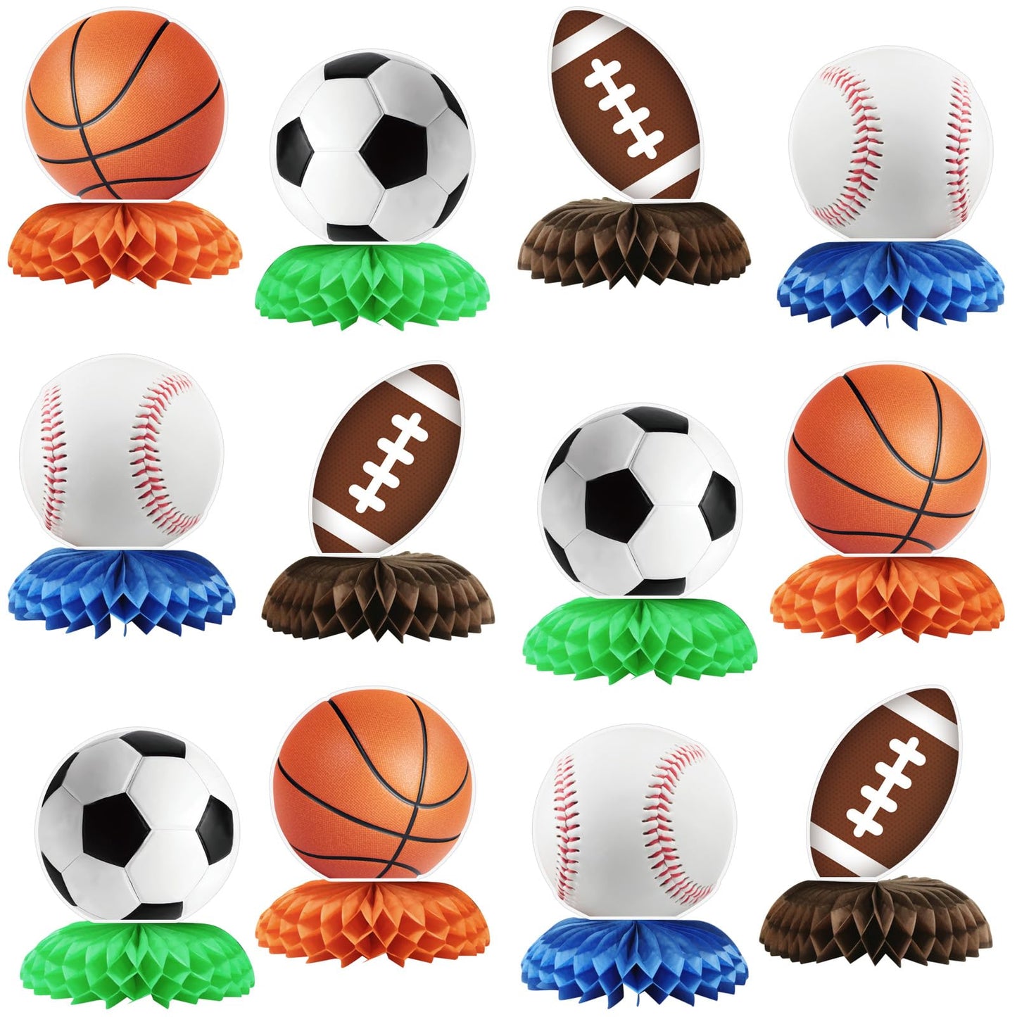 12Pcs Sports Birthday Party Decorations, Sports Theme Party Supplies Sports Party Decor, Sports