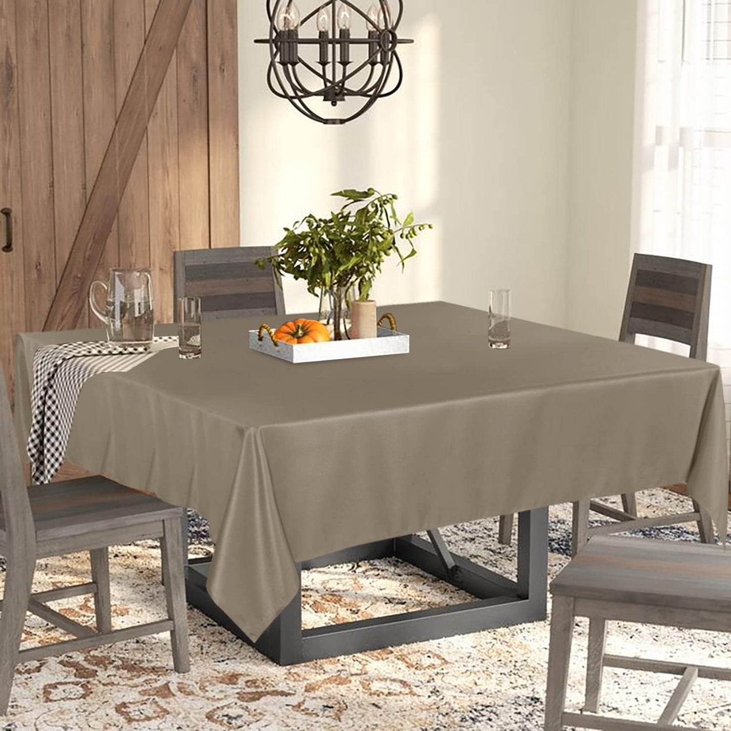 Fitable Square Tablecloth 54x54 inch Tablecloth Stain and Wrinkle Resistant Washable Polyester Table Cloth for Buffet Parties and Camping, Taupe