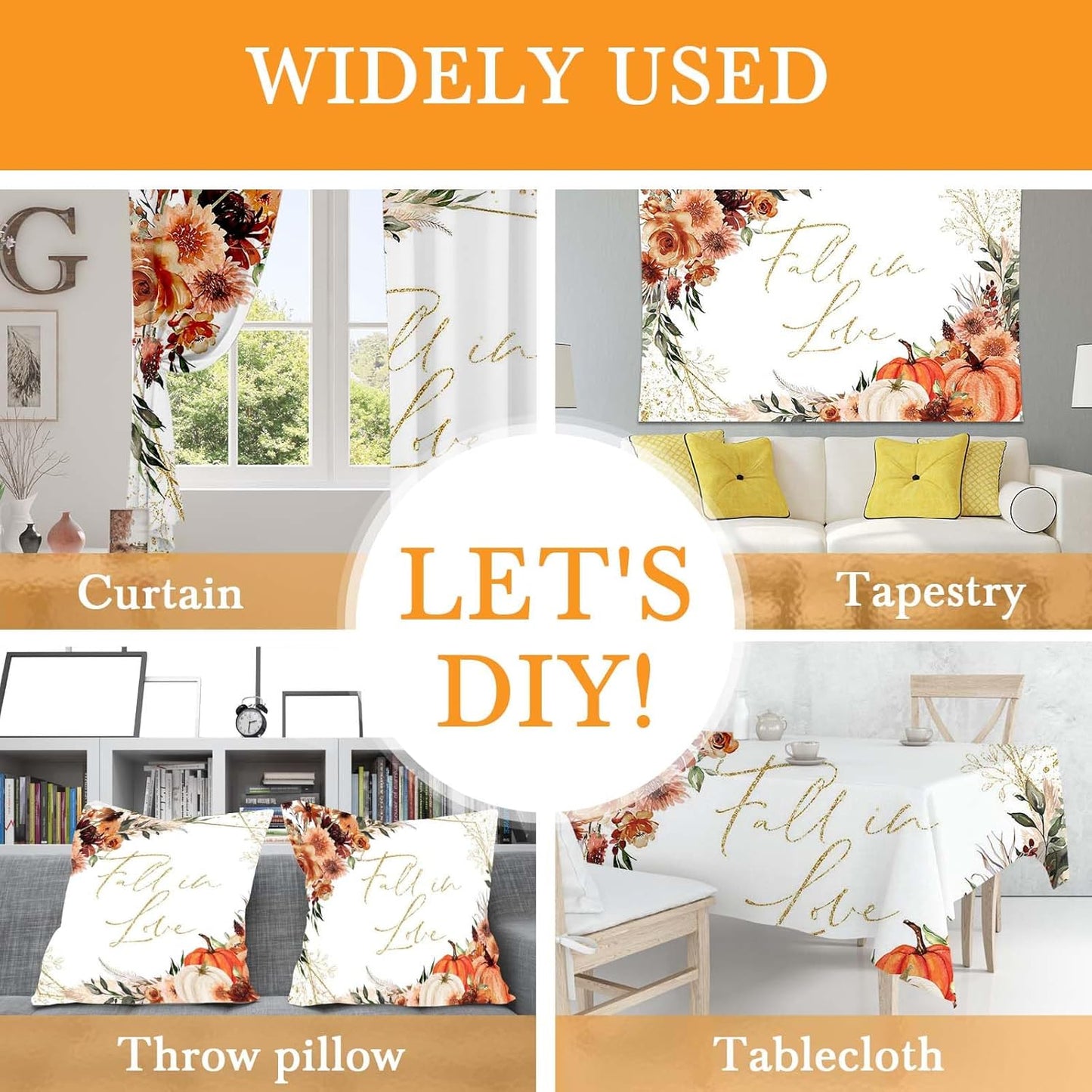 Mocsicka Fall in Love Bridal Shower Backdrop Boho Autumn Leaves Pumpkin Bride Shower Background Terracotta Flower Pampas Grass Wedding Party Banner Decoration (White, 8x6ft(96''x72''))