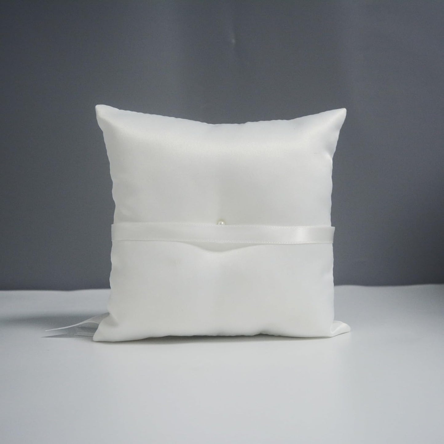 Ivory Ring Bearer Pillow, Satin Finish Bowknot Ring Pillow