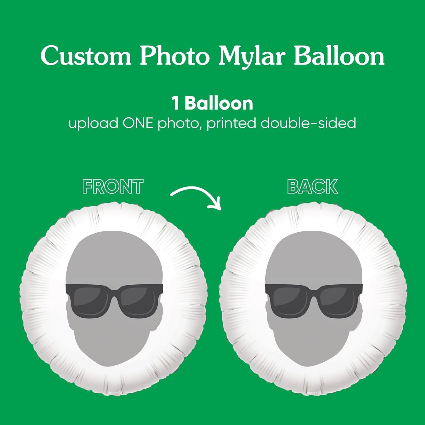 Big Dot of Happiness Personalized Sunglasses Fun Face Photo Balloon, Adults & Kids Summer Birthday Party Decorations, Custom Double-Sided Circle Mylar, 1 Piece
