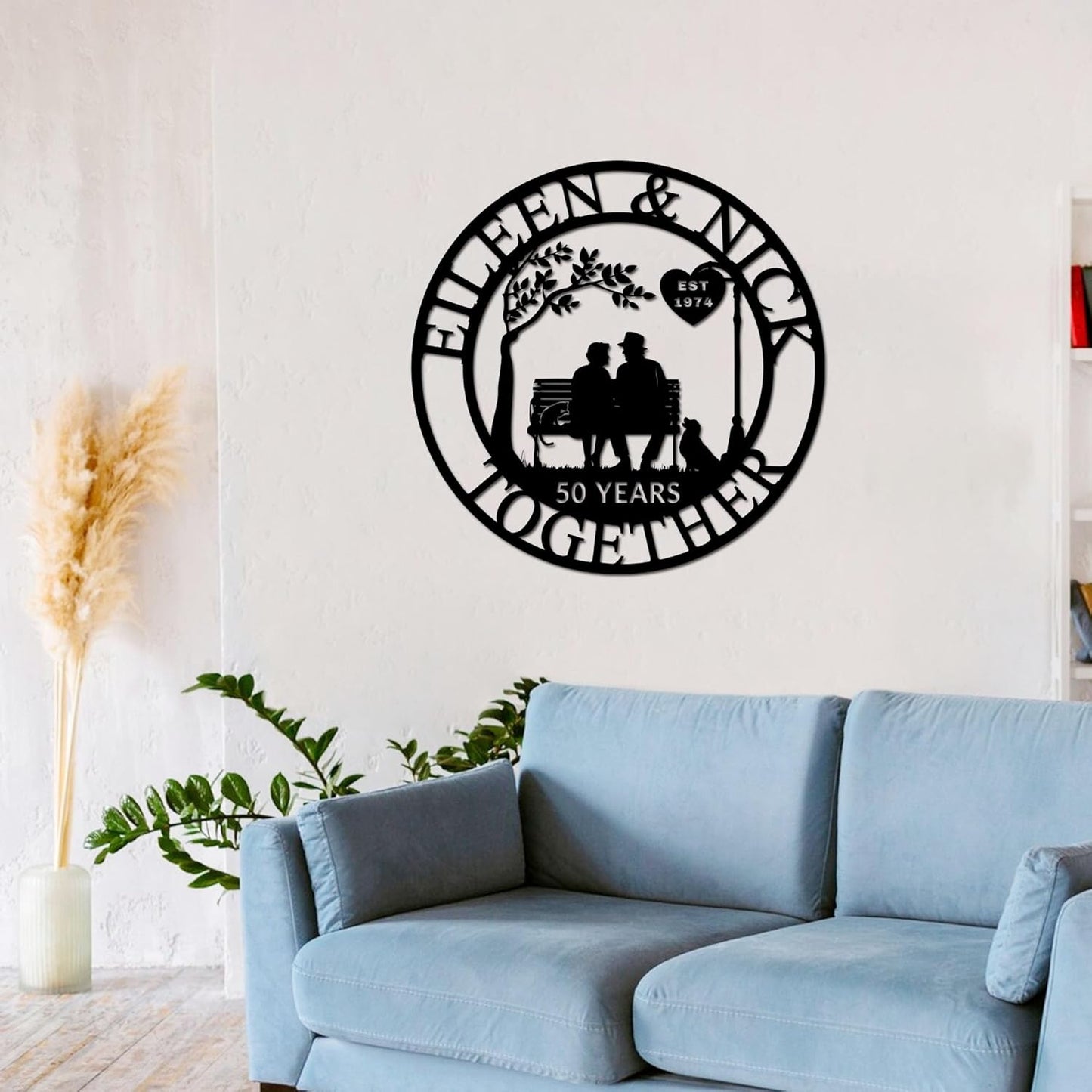 Custom Wedding Anniversary Sign, Personalized Wedding Gifts for Parents, Custom Metal Couple Name Sign, 50th or Any Year Wedding Anniversary Metal Wall Art, for Husband Wife