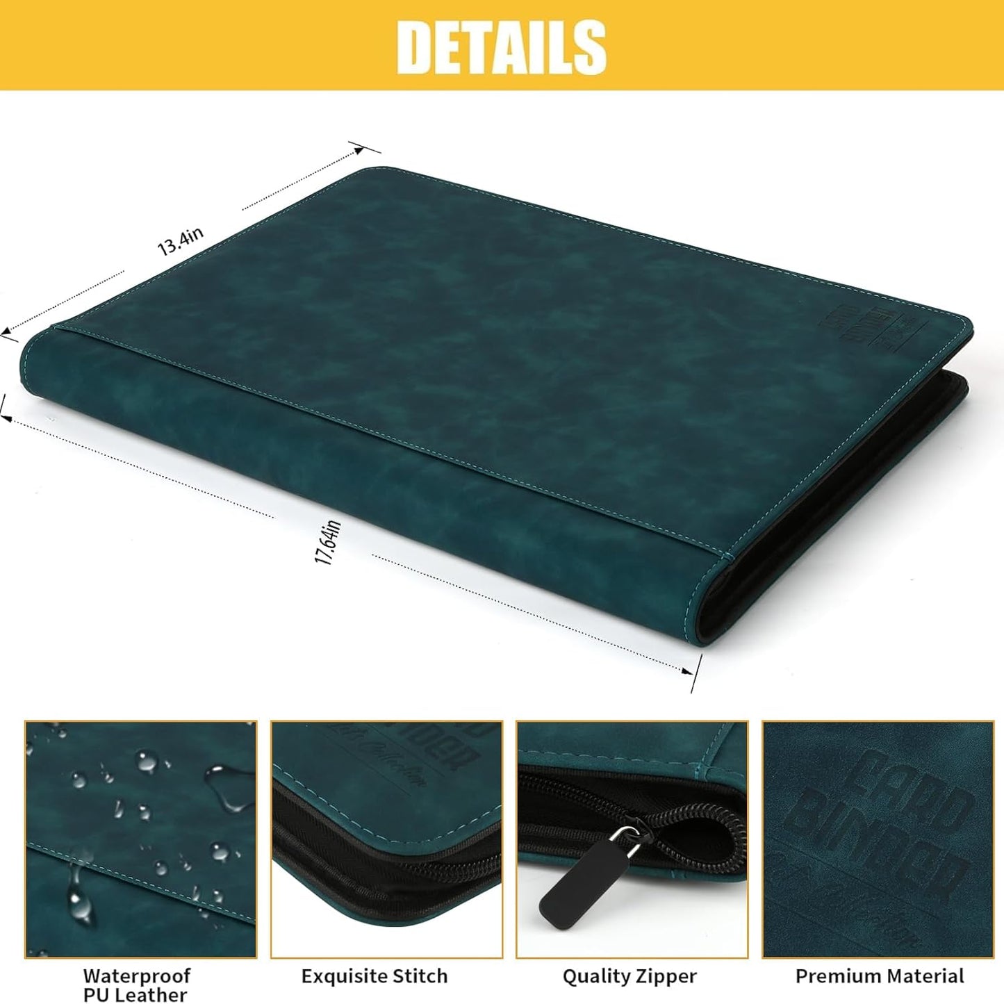 Premium Ringless Trading Card Binder - 1024 Capacity, 16 Side-Loading Pockets per Page, Archival Quality Protection & Anti-Slip Spine for TCG, MTG, Sports Cards (Viridian)