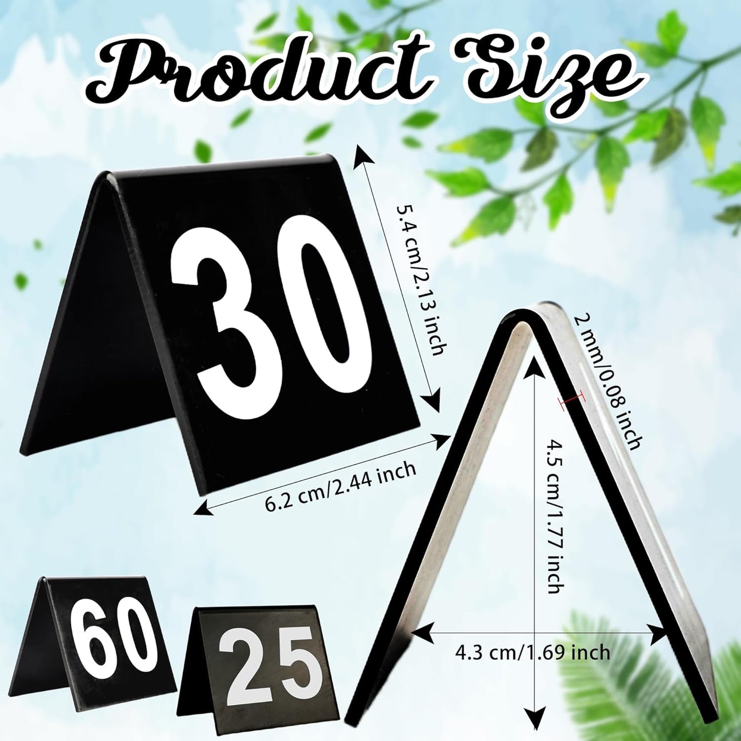 60 Pcs Black Acrylic Table Numbers 1-60 Double Sided Restaurant Table Order Number Wedding Numbers Cards for Party Banquets Service Receptions