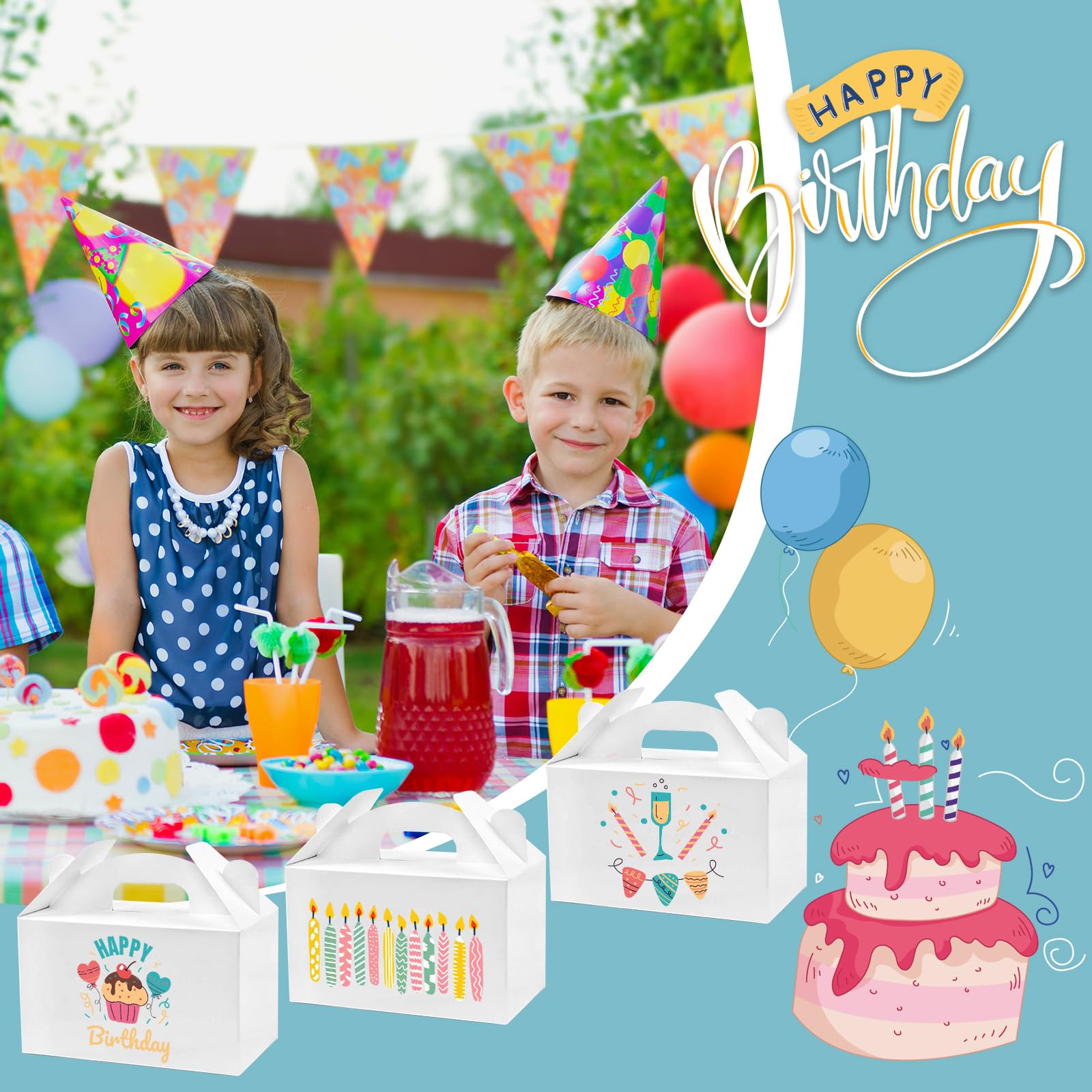 Moretoes 48pcs Small Party Favor Treat Boxes, Gift Boxes with Handles