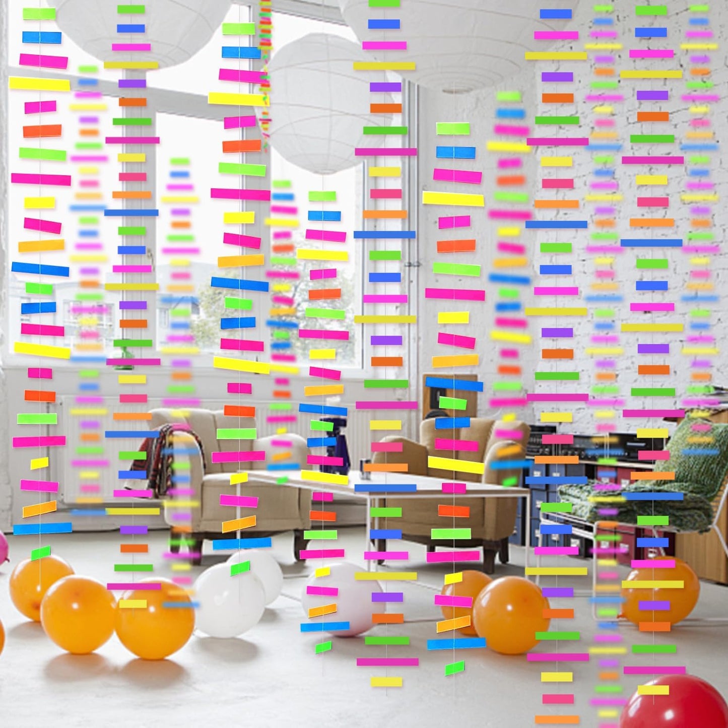 60feet UV Neon Paper Garland Stripe Neon Streamers Black Light Neon DecorationsGlow Party UV Reactive Neon Party Favors Glow in The Dark Party Supplies and Decorations for Wedding Birthday Banners