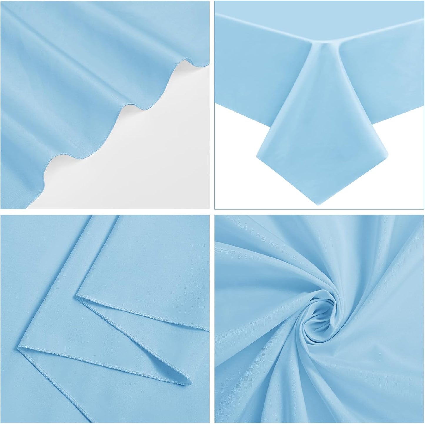 10 Pack Light Blue Tablecloths for 6 Foot Rectangle Tables 60 x 102 Inch - 6ft Rectangular Bulk Polyester Fabric Table Clothes for Wedding Buffet Party Banquet Reception Restaurant and Camping