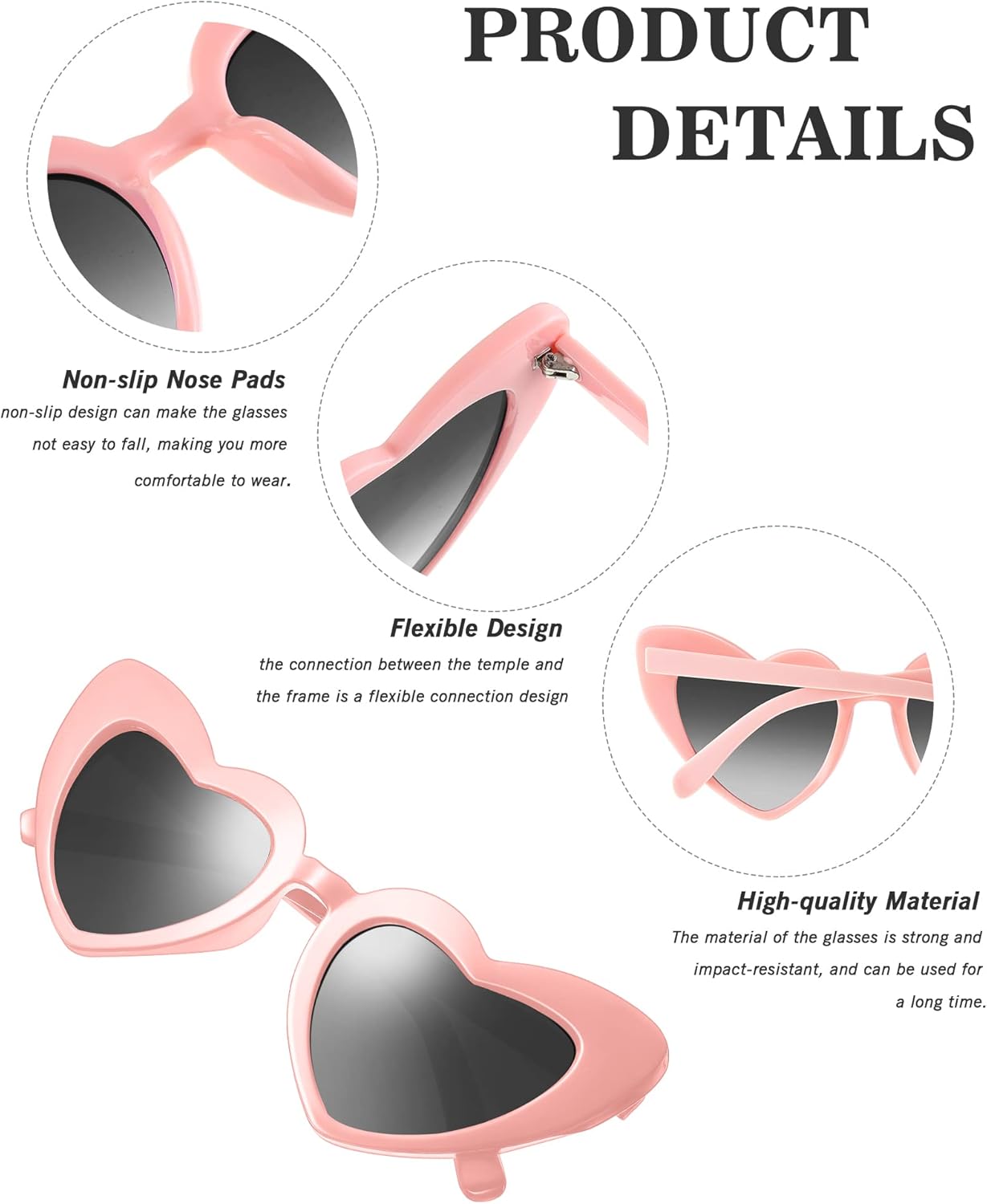 Flutesan 20 Pairs Retro Heart Sunglasses Vintage Cat Eye Heart Glasses Women Bachelorette Bride Sunglasses Bulk