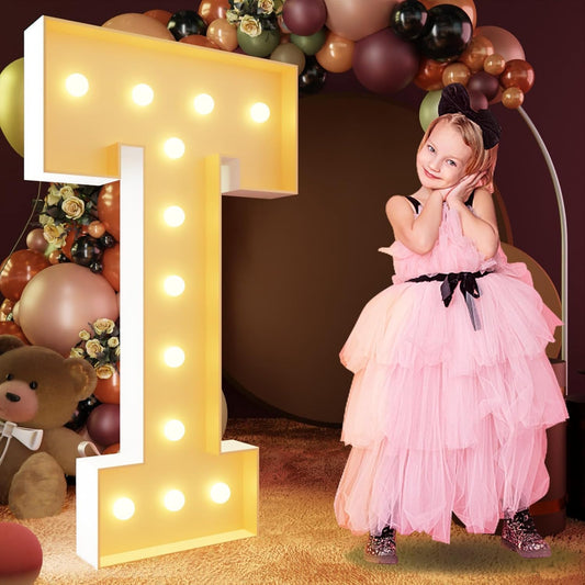 iMPRSV 4FT Light Up Letters - Large Marquee Letters for Birthday Party Decor & Wedding Decorations - Arch Kit with T