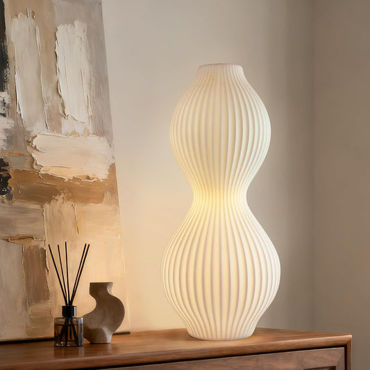 RONDURE 15.8" Modern Ceramic Table Lamp, Modern Bedside Lamps for Bedroom, Living Room and Nightstand, White Translucent Ceramic Shade, Warm Ambient Lighting, Home Decor