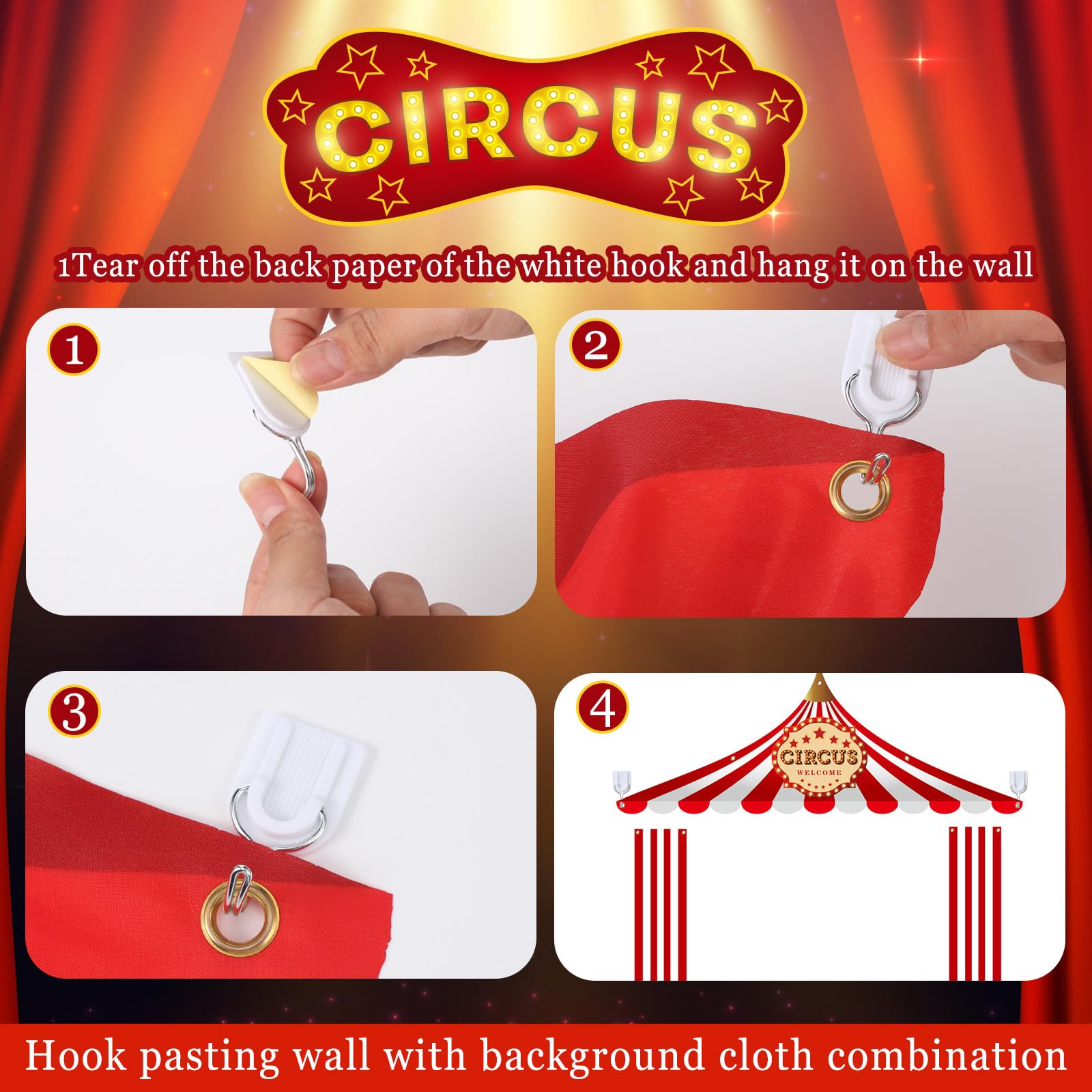 Preboun 3 Pcs Circus Tent Decorations Carnival Party Pennant Banner Set