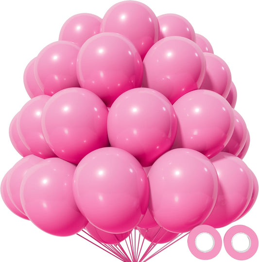 KAWKALSH Pink Balloon 12 Inch, 110pcs Latex Party Balloons Helium Bright Color for Birthday Baby Shower Wedding Party Supplies Arch Garland Decoration