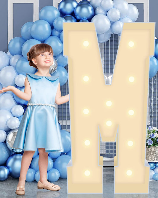 4FT Marquee Plastic Letters M - Light up Letters M Are Made from Corrugated Plastic Board - Quick Assembly Without Tools, Disassembled Components Can Be Used for Garage Sale Signs, Yard Sale Signs