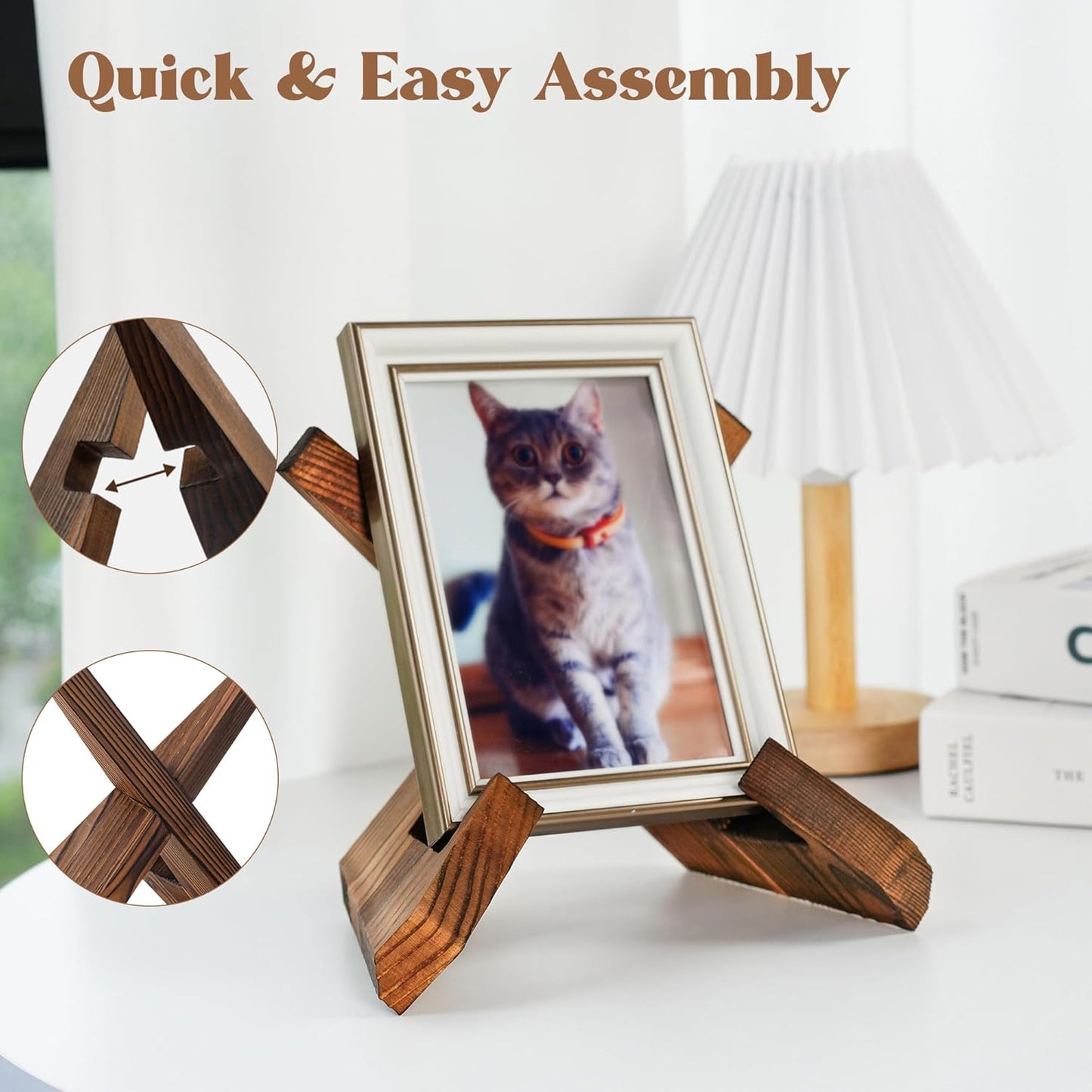 ZEERSHEE Plate Stand for Display - 6.9 Inch Plate Holder Display Stand, Wooden Picture Frame Holder, Decorative Table Top Easels（Pack of 2）