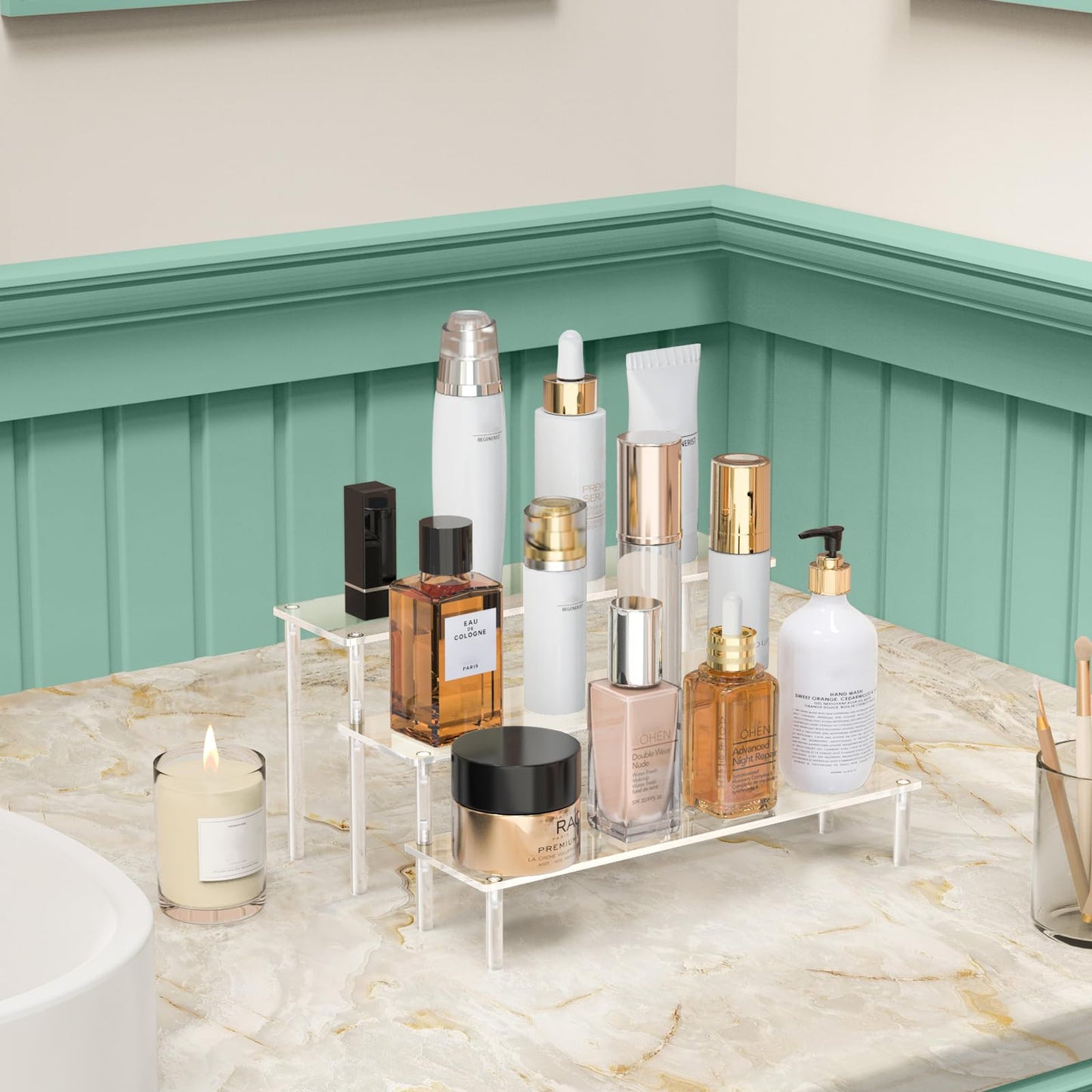 Acrylic Display Risers, 3 Tier Perfume Organizer, Clear Cupcake Stand