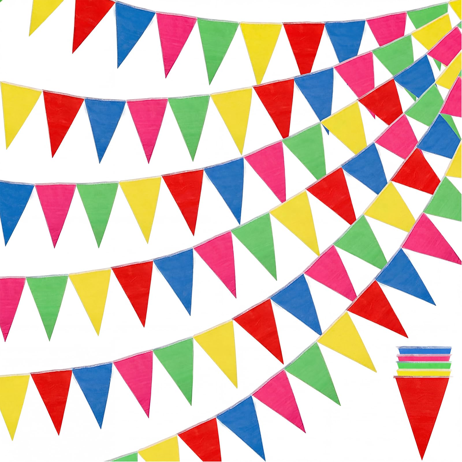 RUBFAC 1020ft 720pcs Colorful Pennant Banner Flags