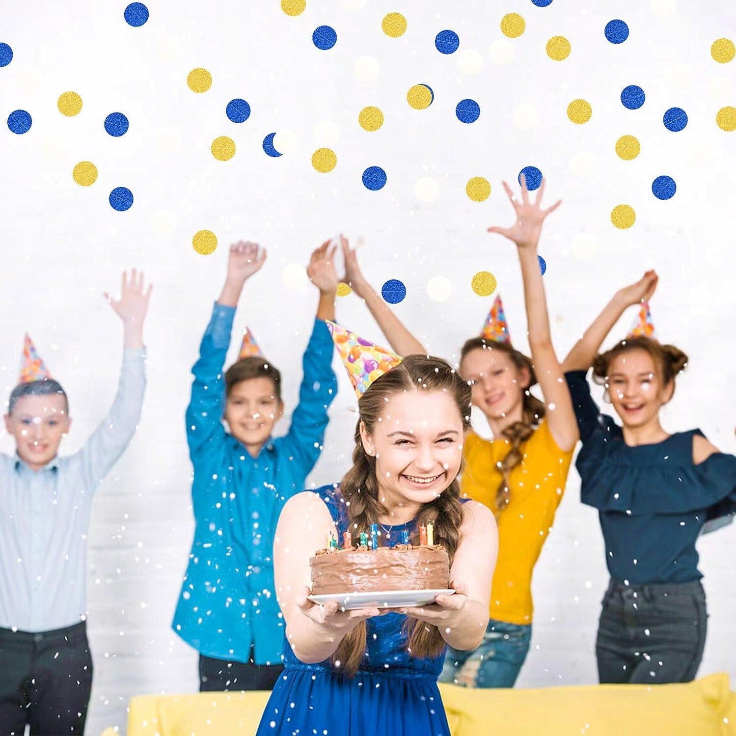 Navy-Blue White-Gold Birthday Party-Decorations Streamers - 52FT Graduation Hanging Paper Garland Banner,Baby Bridal Shower Wedding Engagement Bachelorette Supplies Backdrop Decor Hugtmr