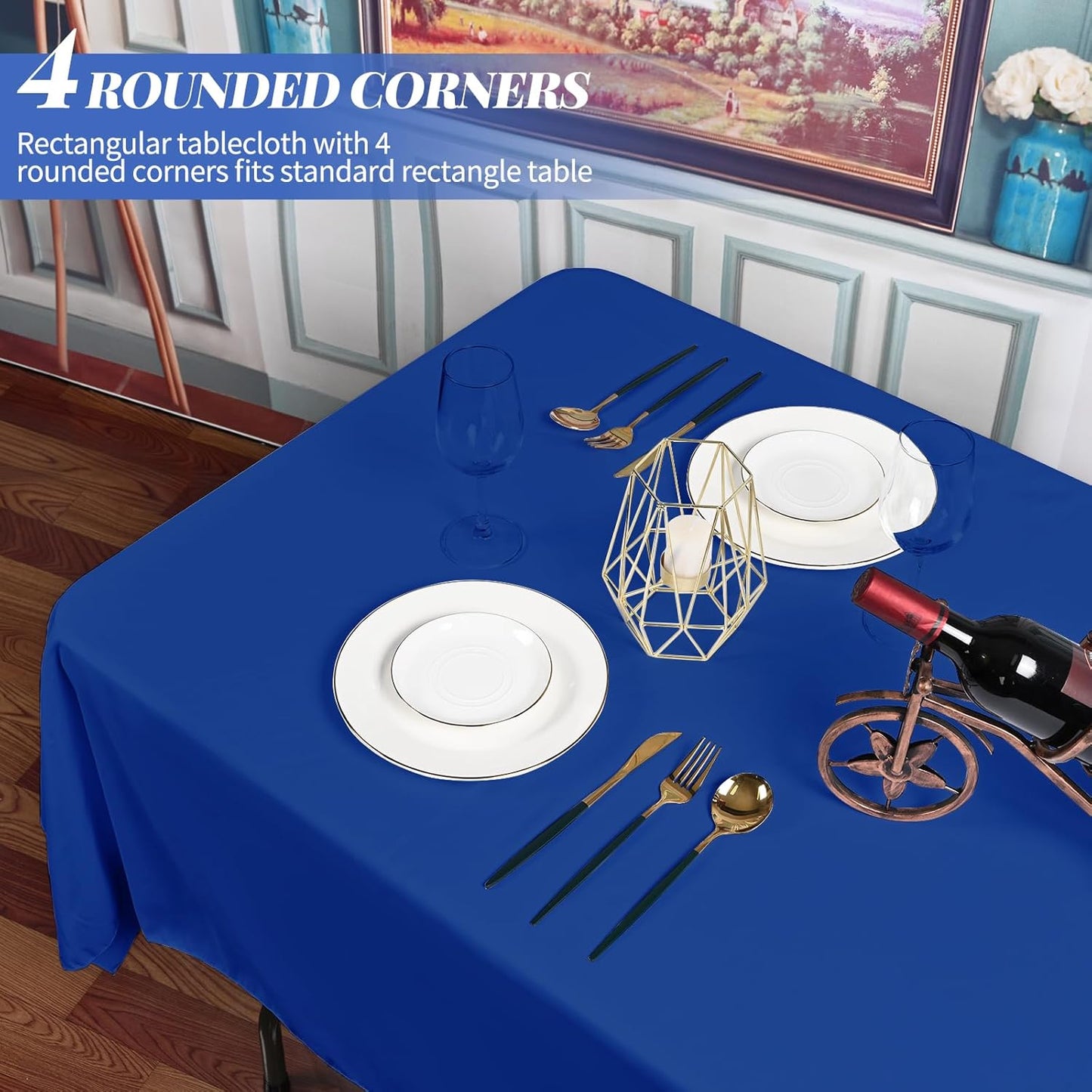 12 Pack Polyester Tablecloth 60 x 126 Inch Royal Blue Tablecloth for 8 Ft Rectangle Tables,Washable Fabric Table Covers Polyester Table Clothes for Wedding Parties Banque